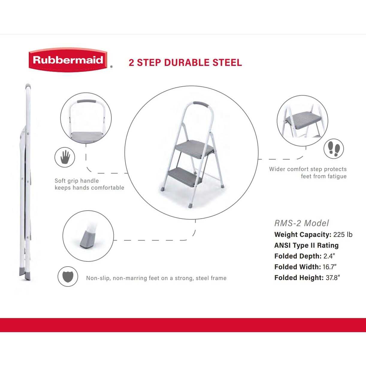 Rubbermaid 2-Step Steel Step Stool - Cheap Fitting