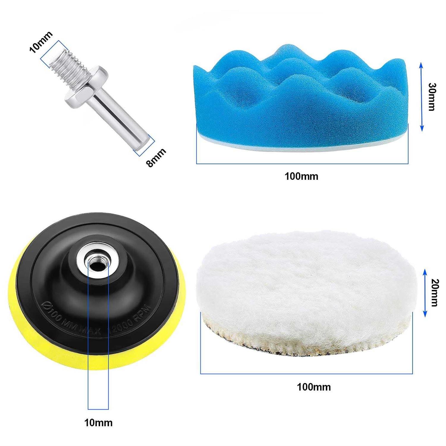 OCR 10Pcs 4 inch Car Polishing Pad Kit, Sponge and Wool Polishing Pad Set with M10 Drill Adapter - Cheap Fitting