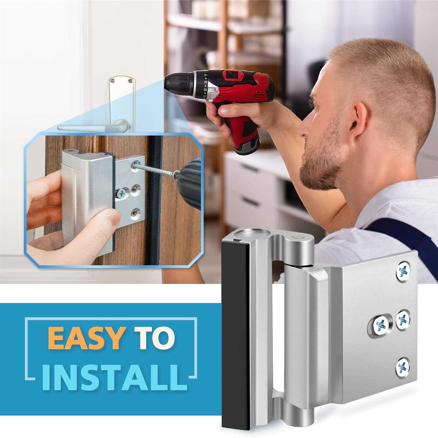 WINONLY Home Security Door Reinforcement Lock Upgraded Safety Childproof Locks Hardware for Inward Swinging Door - Cheap Fitting