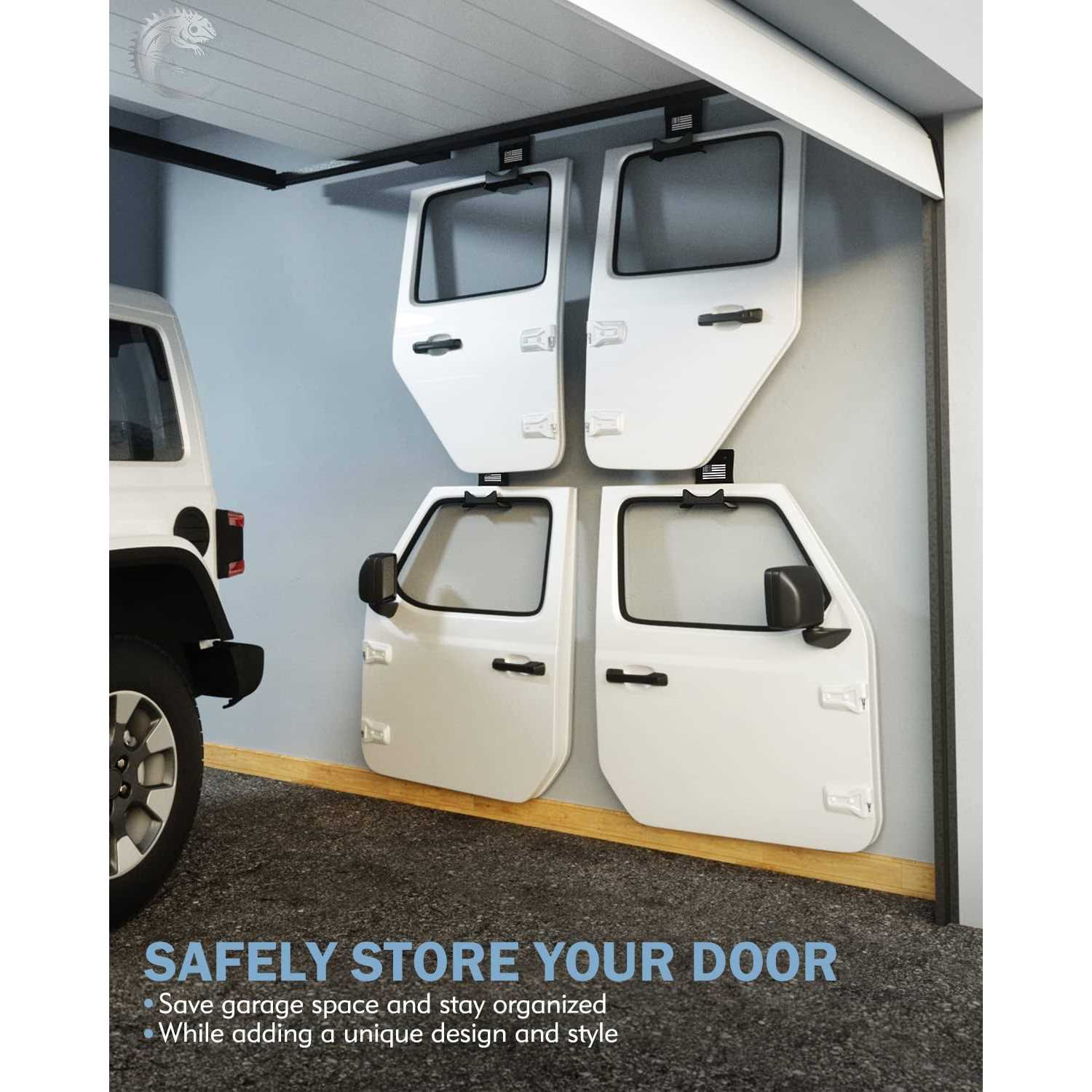 Lupar America Flag Storage Door Hangers Aluminum Wall-Mounted Removable Door Storage Rack Holder with Rubber Lining Compatible with 1956-2023 Jeep - Cheap Fitting