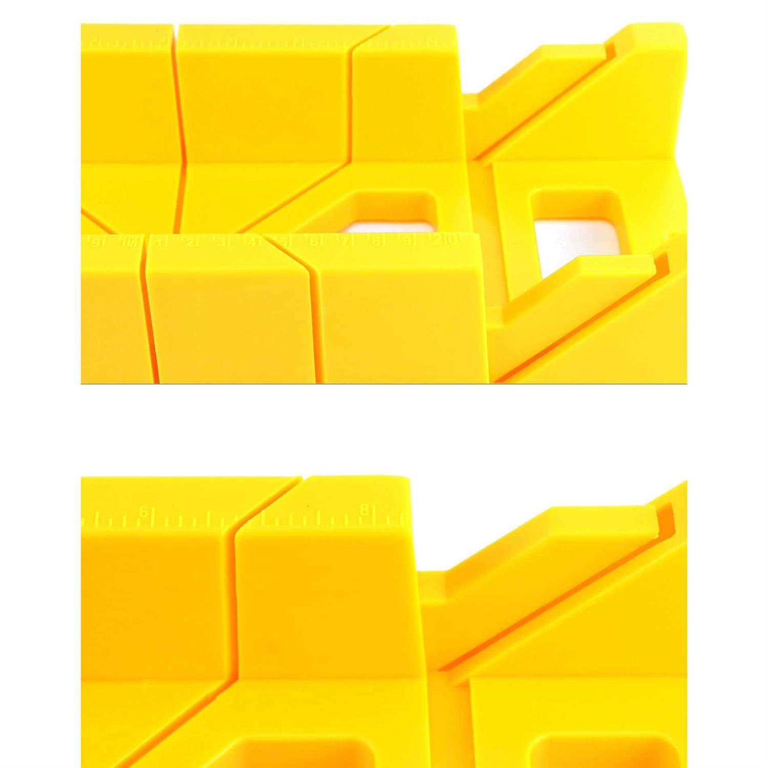 QWORK 12-Inch High Impact Plastic Miter Box with Versatile Cutting Angles and Ruler Scale - Cheap Fitting