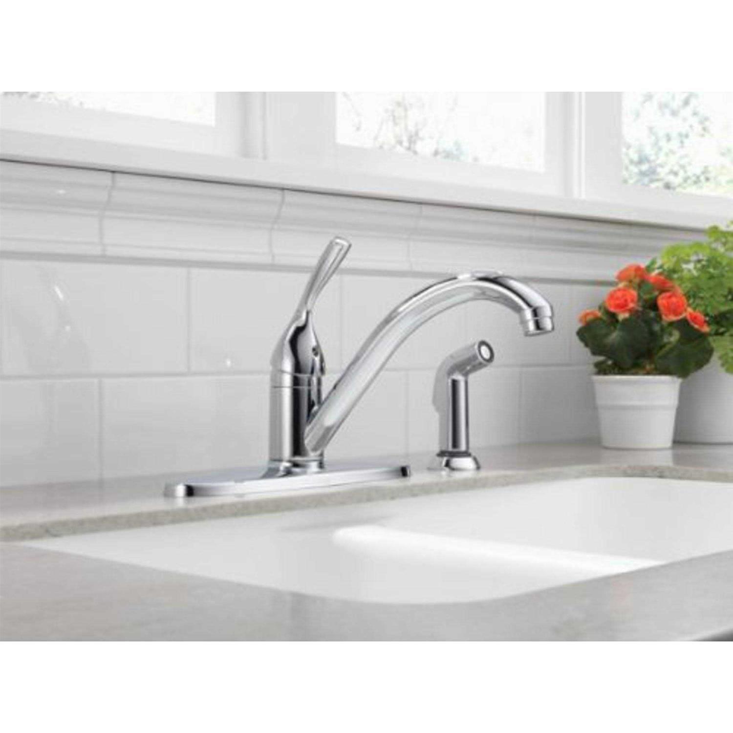 Delta Classic Single Handle Kitchen Faucet with Spray - Cheap Fitting