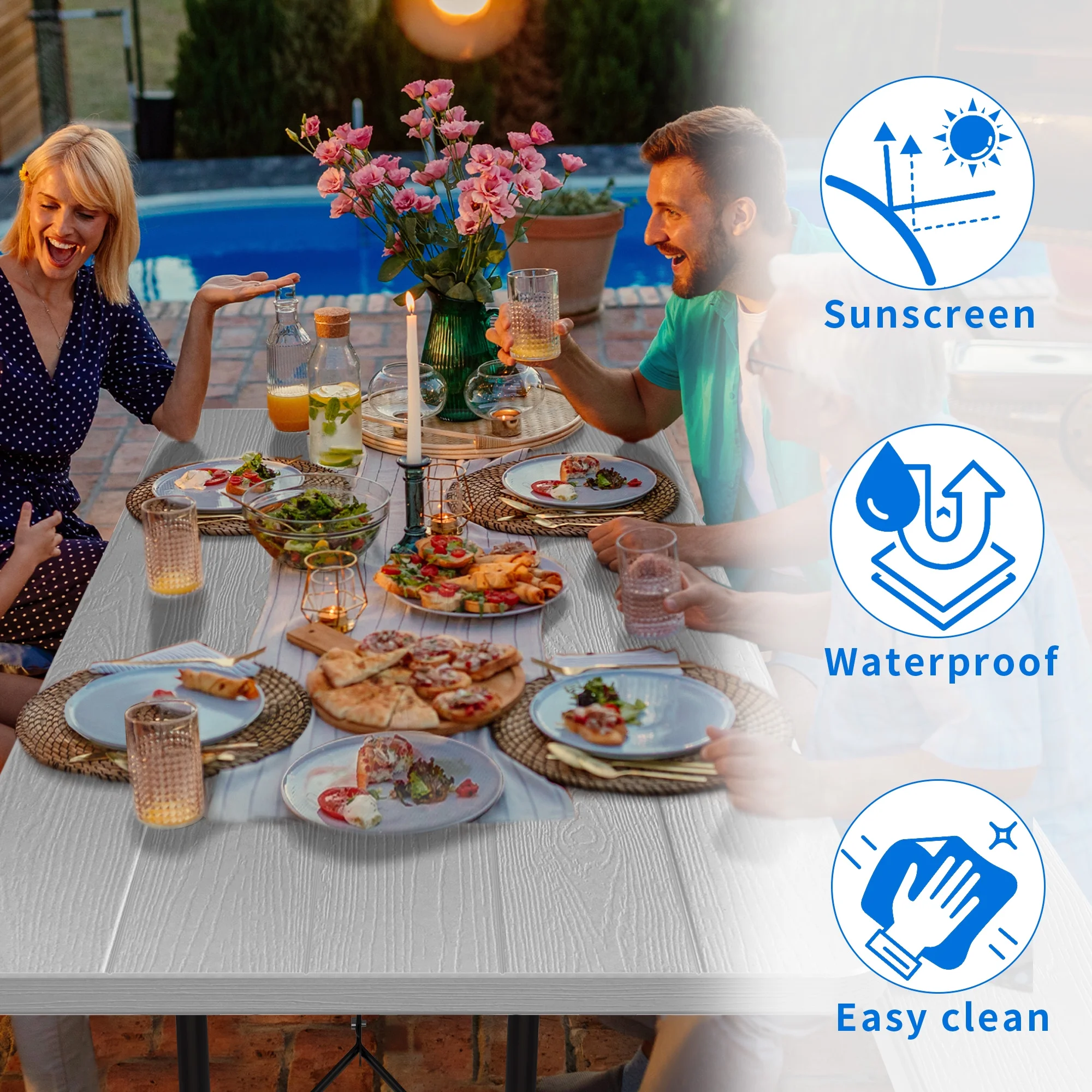 Dextrus Heavy Duty Picnic Table Folding Outdoor Picnic Table and Bench with Weather Resistant Resin Tabletop & Stable Steel Frame for Yard Patio Lawn Party White - Cheap Fitting