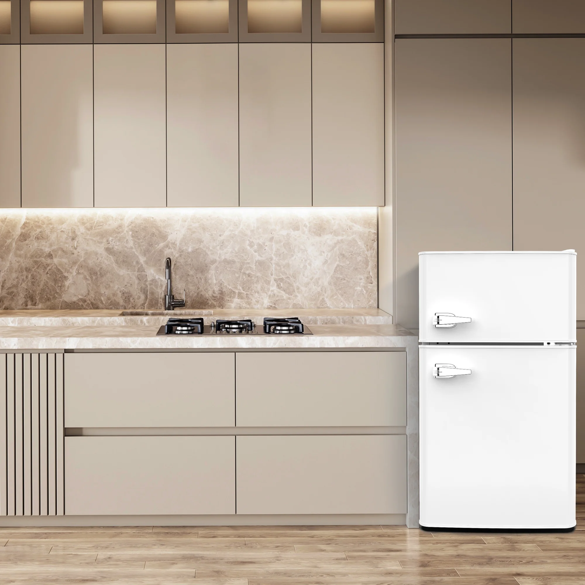 Besttey 3.1 Cu.ft Mini Fridge with Freezer Two Door,  Stainless Steel, Compact Size & Low Noise Defrost for Home Office Dormitory, Green - Cheap Fitting