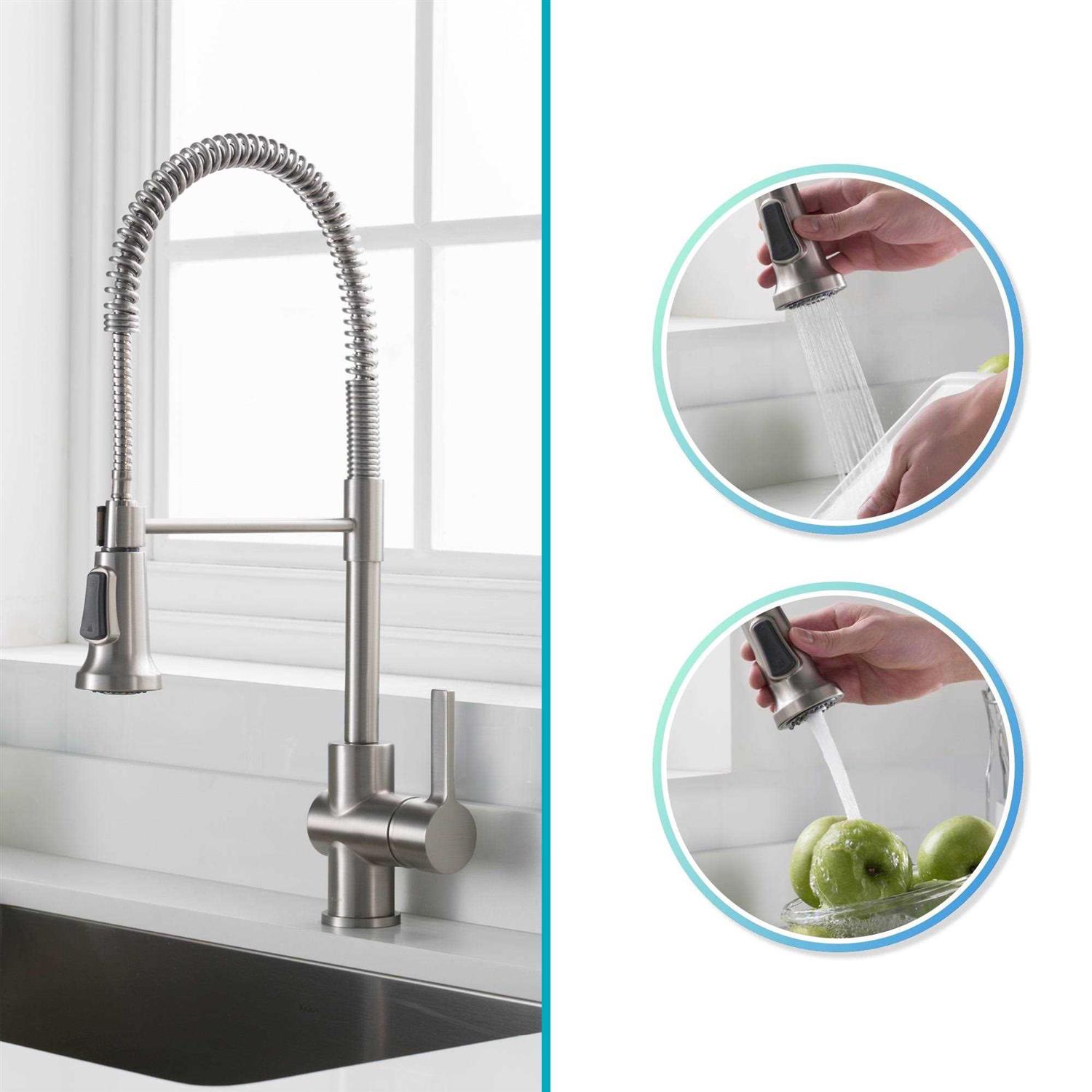 Kraus KPF-1690SFS Single Handle Commercial Kitchen Faucet with Dual Function Sprayhead - Cheap Fitting