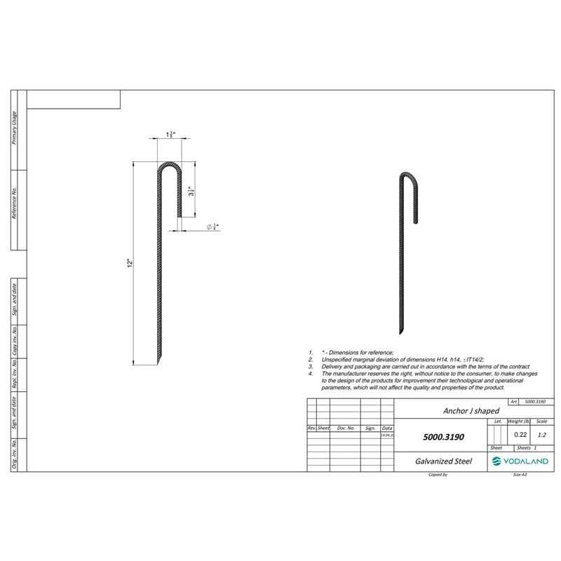Vodaland Rebar Stakes J Hook Extra Heavy Duty 1/4 inch Rust Proof Coated Steel Ground Anchors with Chisel Point End - Cheap Fitting