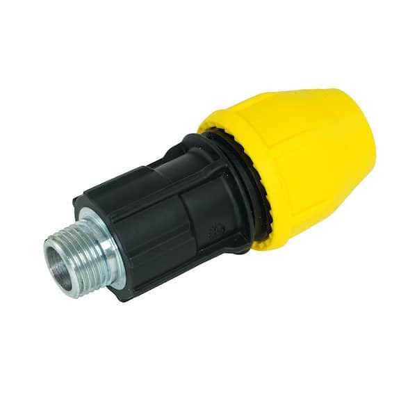 Home-Flex 1/2 in. Polyproylene Underground Yellow Poly Gas Pipe Conversion Fitting 18-436-005 - Cheap Fitting