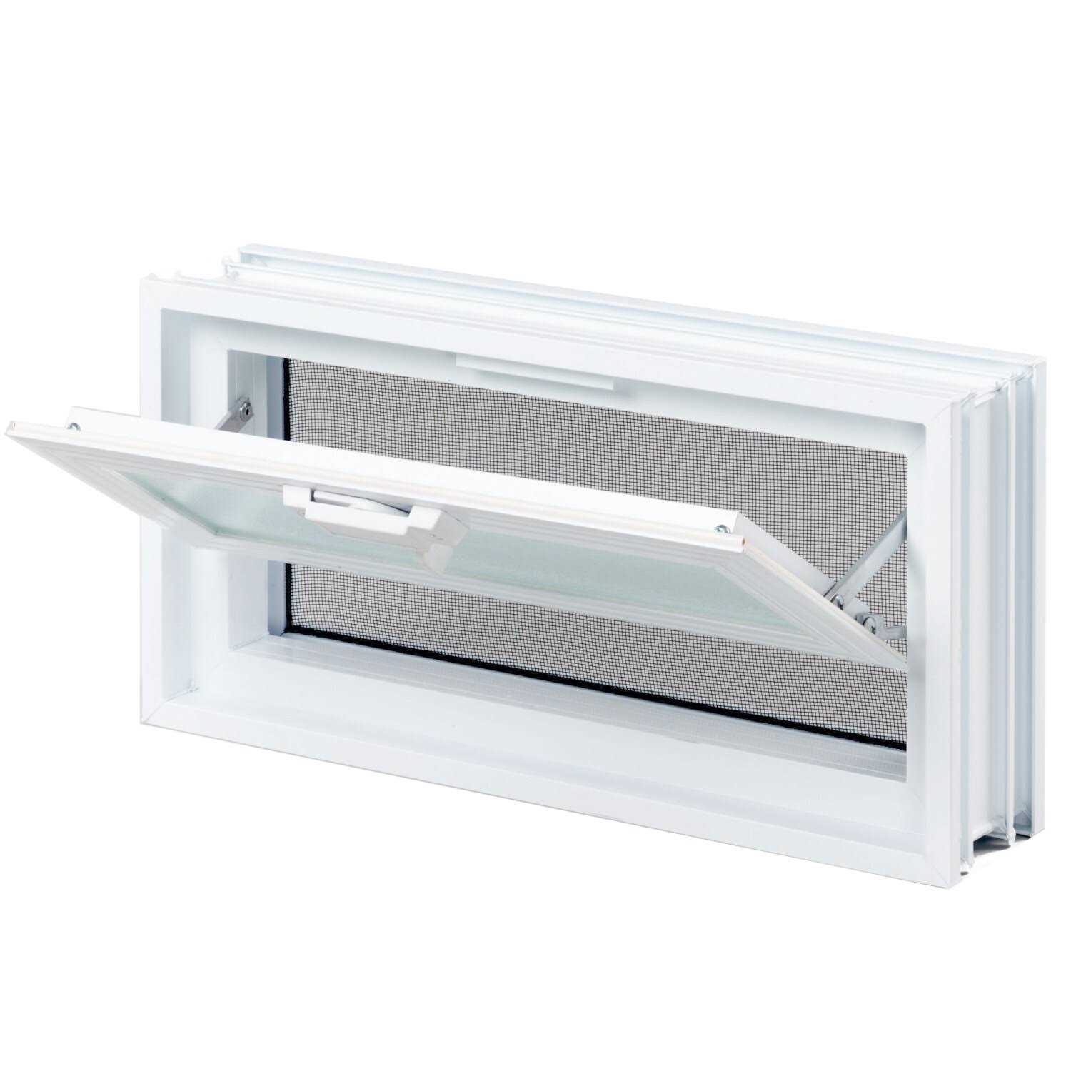 Clearly Secure 34.75 in. x 36.75 in. x 3.125 in. Frameless Wave Pattern Vented Glass Block Window 3638VDC - Cheap Fitting