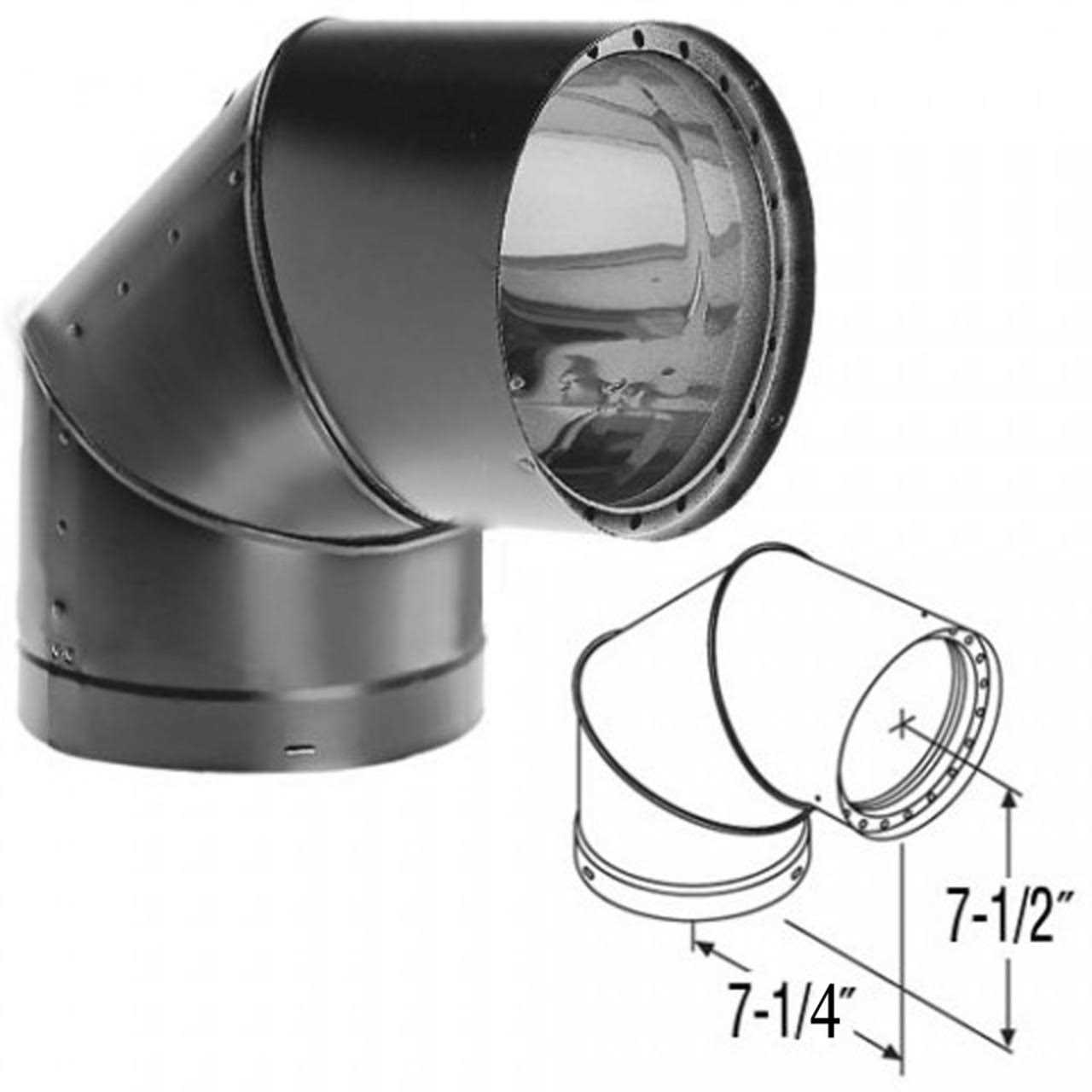 DuraVent 90-Degree DVL Double-Wall Black Elbow 8DVL-E90 - Cheap Fitting