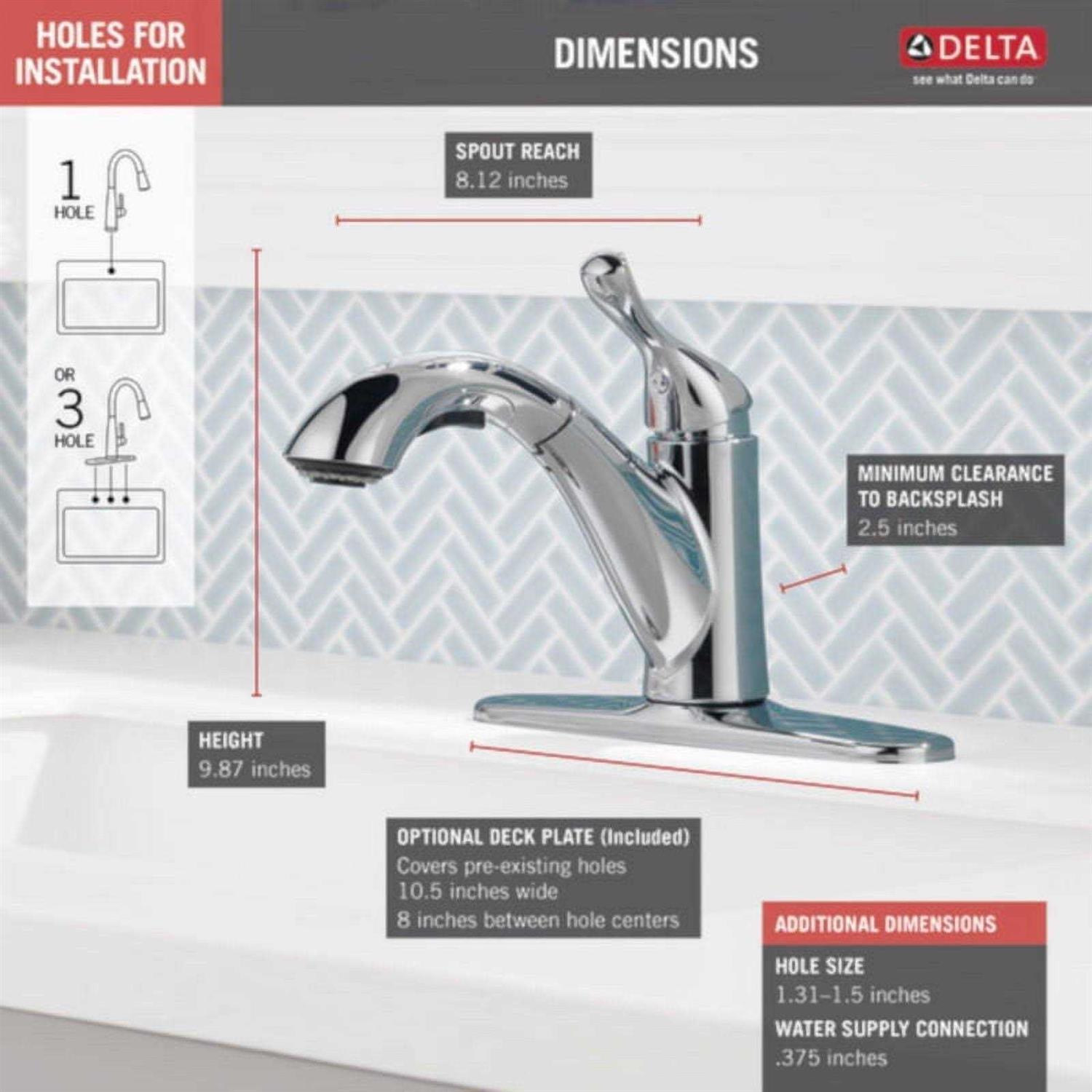 Delta Grant Single Handle Pull-Out Kitchen Faucet - Cheap Fitting