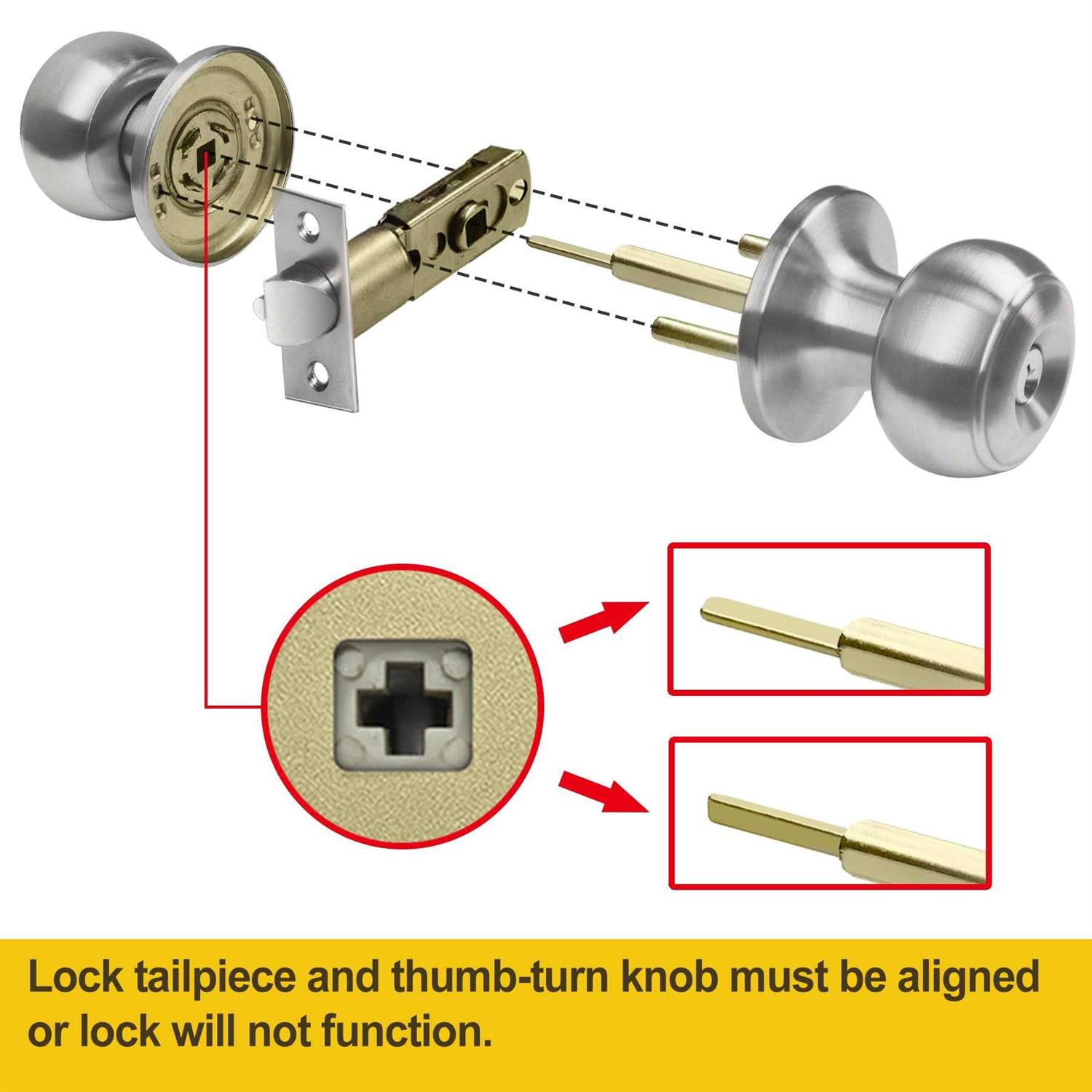 cML Hardware Entry Door Knob, Keyed Door Lock Solid Stainless Steel for Entrance, Exterior and - Cheap Fitting
