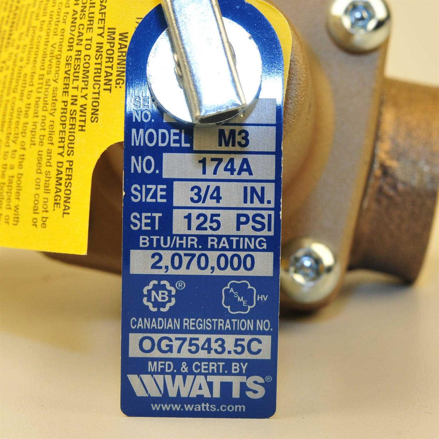 Watts 0274751 3/4 174A Relief Valve - Cheap Fitting