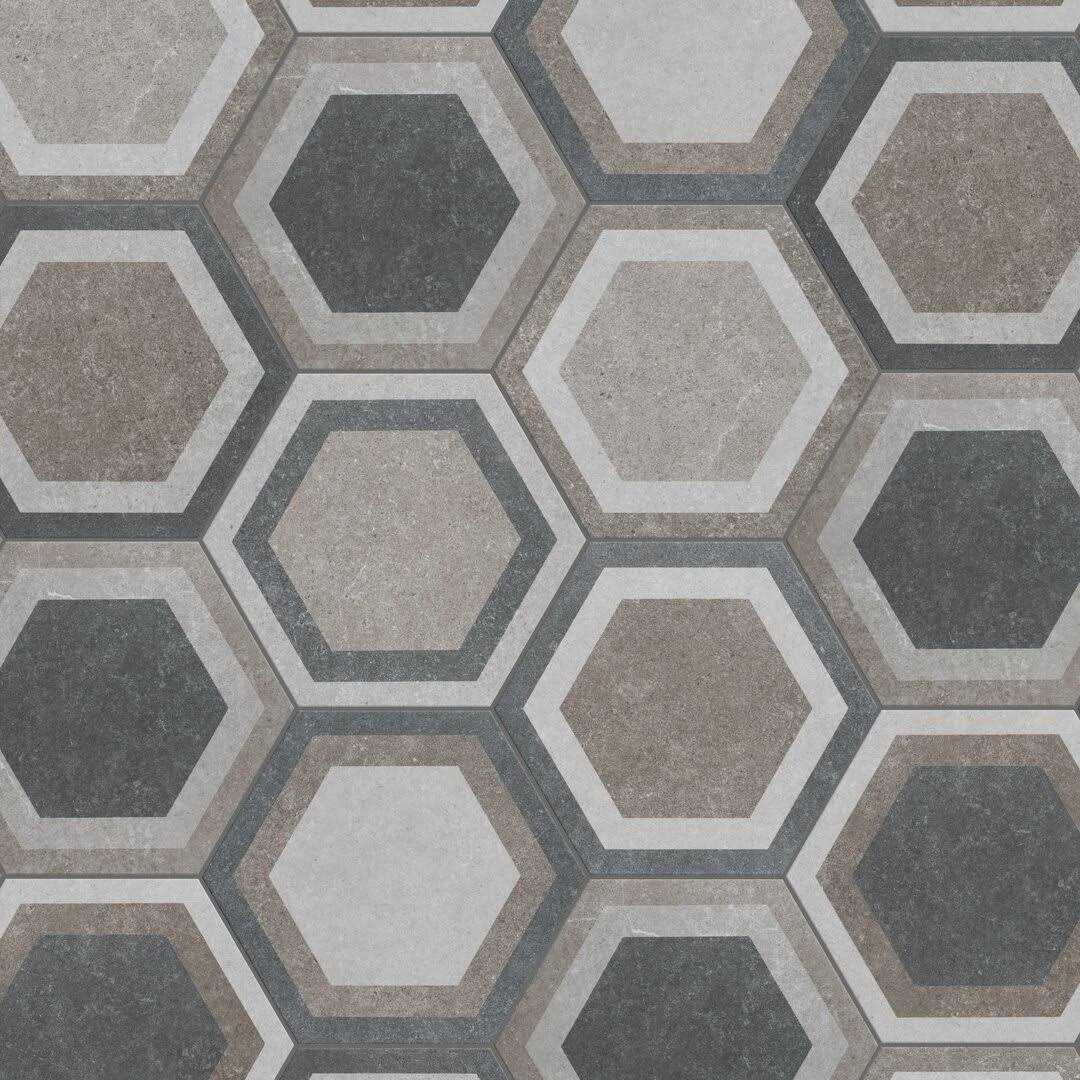 Traffic Hex 9 x 10 Porcelain Patterned Wall & Floor Tile Merola Tile - Cheap Fitting