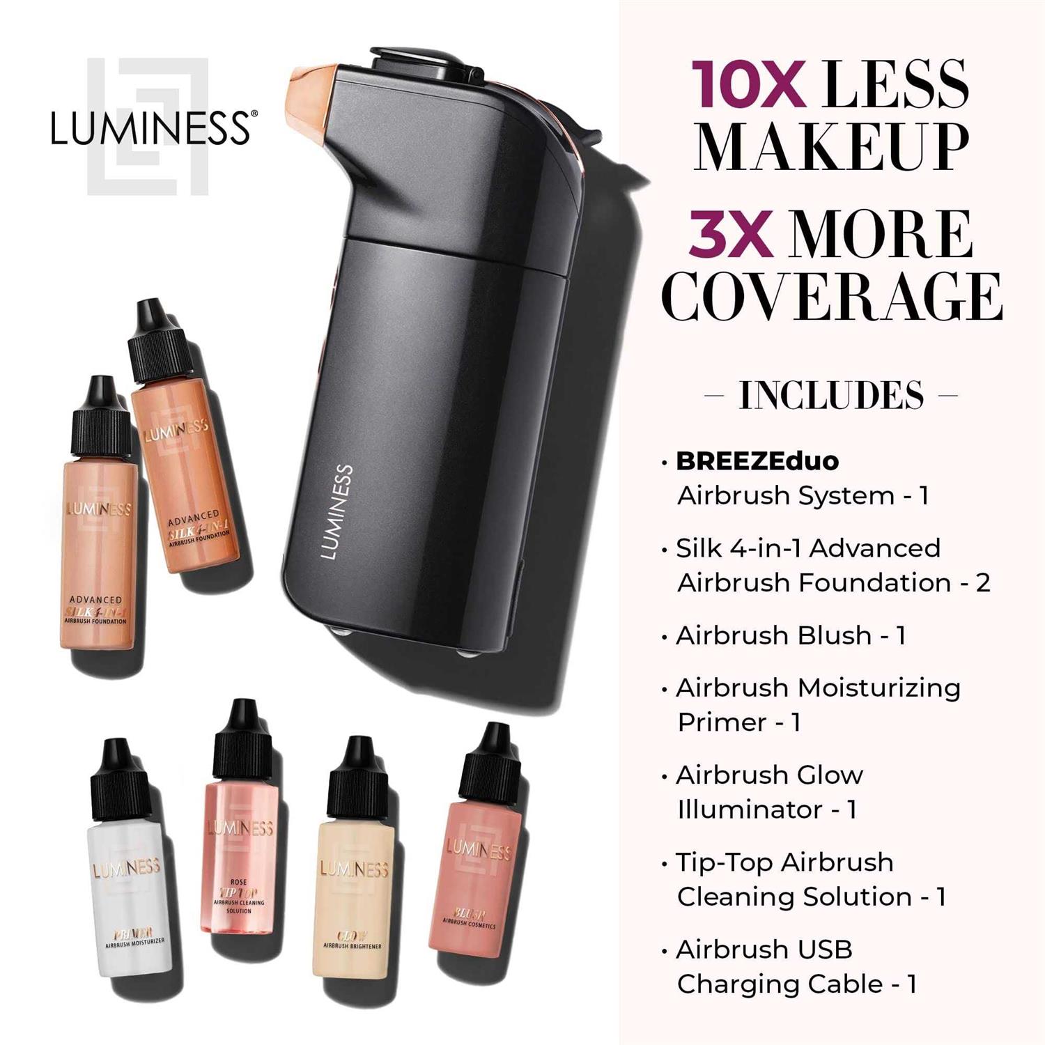 Luminess Breeze Duo Airbrush Makeup System Coverage – 9-Piece Kit includes 2x Silk Airbrush Foundation - Cheap Fitting