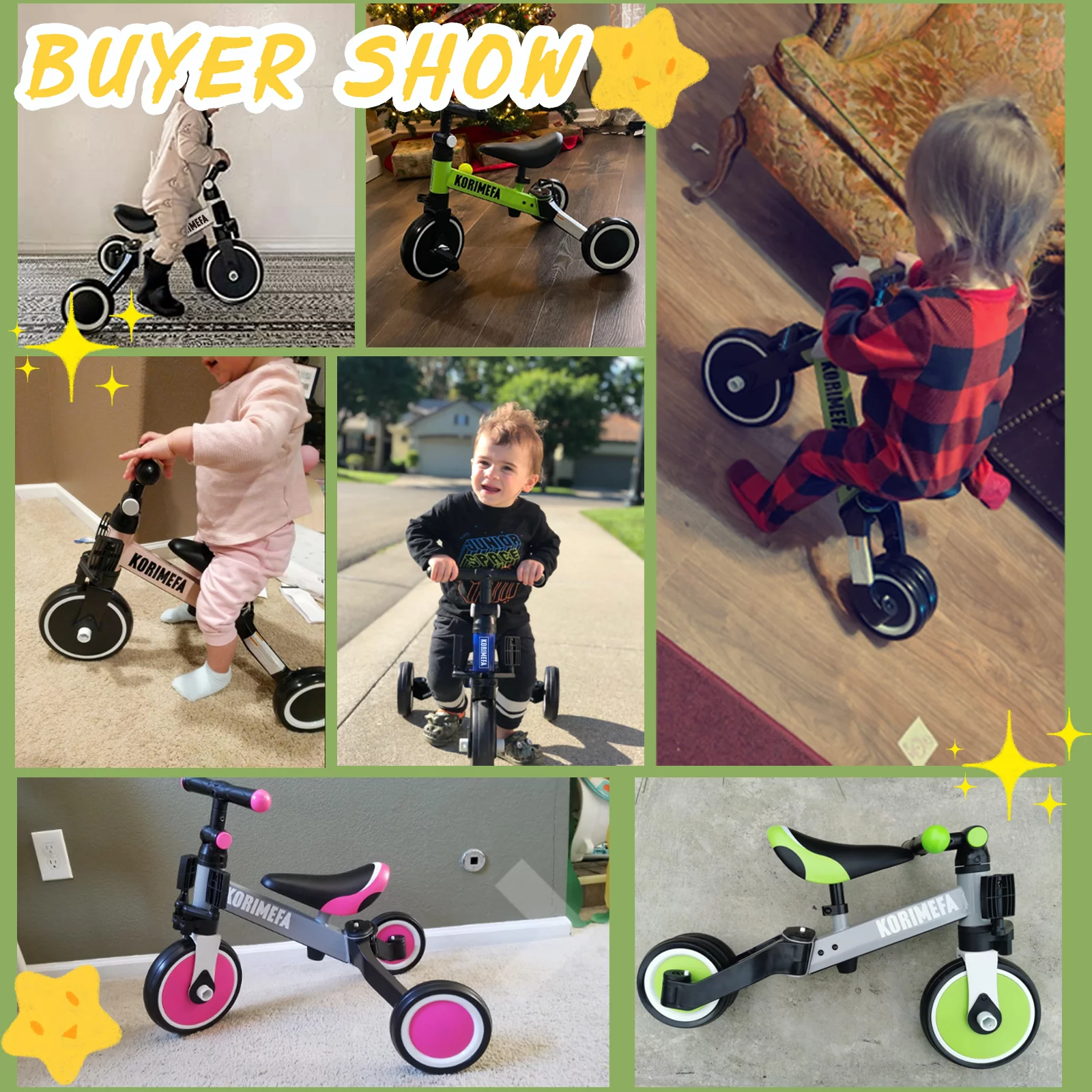 KORIMEFA 3 in 1 Kids Tricycle for 1-4 year olds, Toddler Bike Kids Trike for Balance Training, Baby Bike for Boy Girl - Cheap Fitting