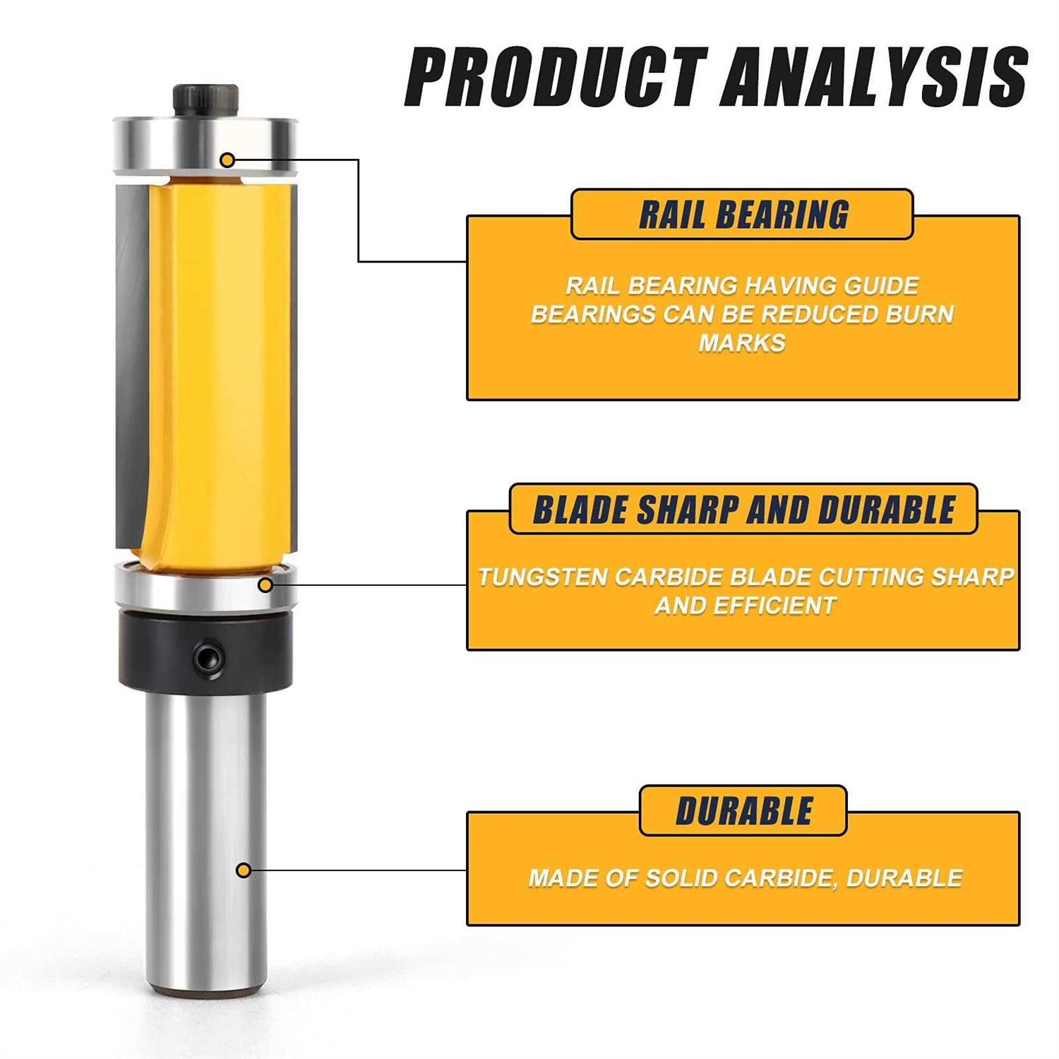 MEIGGTOOL Flush Trim Top and Bottom Bearing Router Bit 1/2-Inch Shank - Cheap Fitting