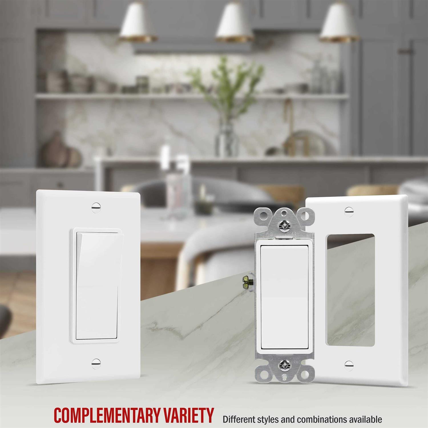 Enerlites Decorator Paddle Light Switch with Wall Plates Wall Decora Switch 91150-WWP - Cheap Fitting