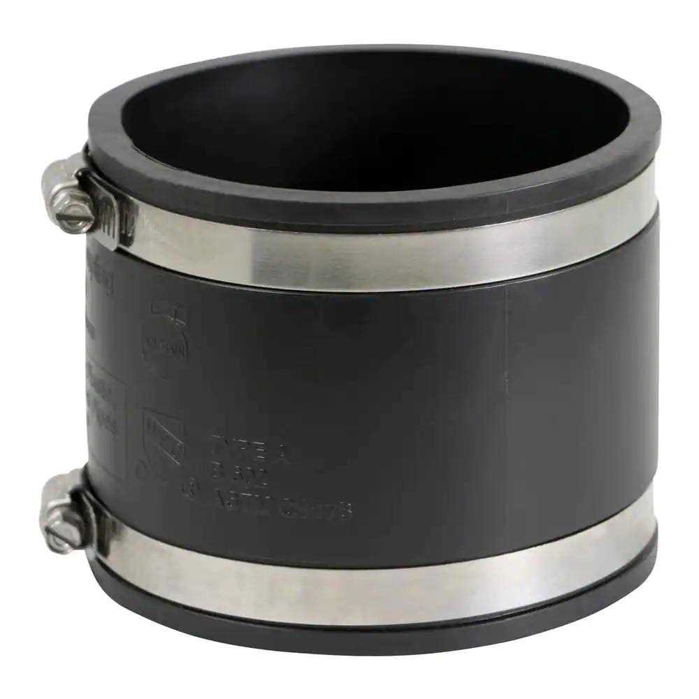 The Plumber’s Choice 6 in. PVC Flexible Coupling with Stainless Steel Clamps - Cheap Fitting