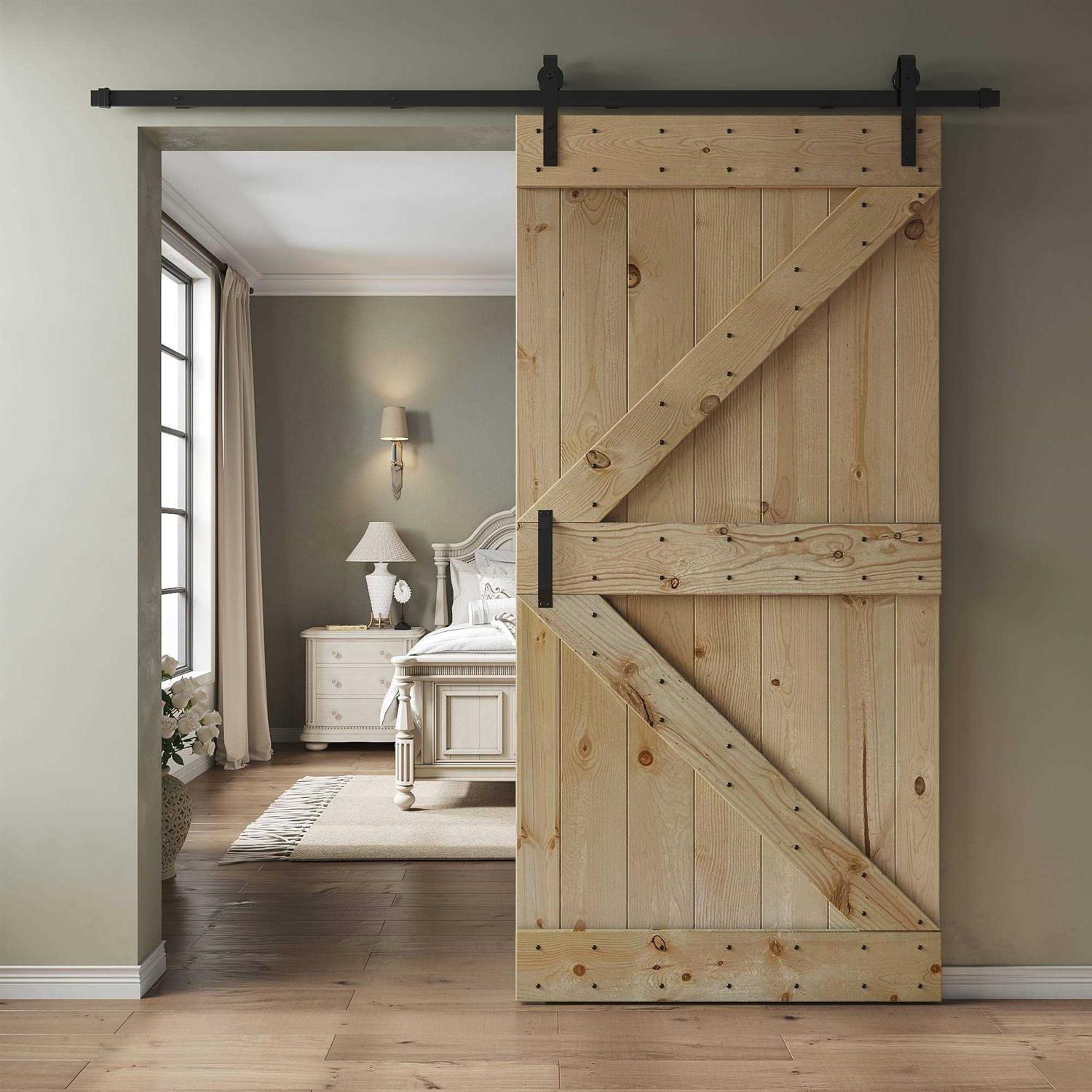 Coast Sequoia 84 in K Knotty Pine Wood Sliding Barn Door Without Hardware Kit - Cheap Fitting