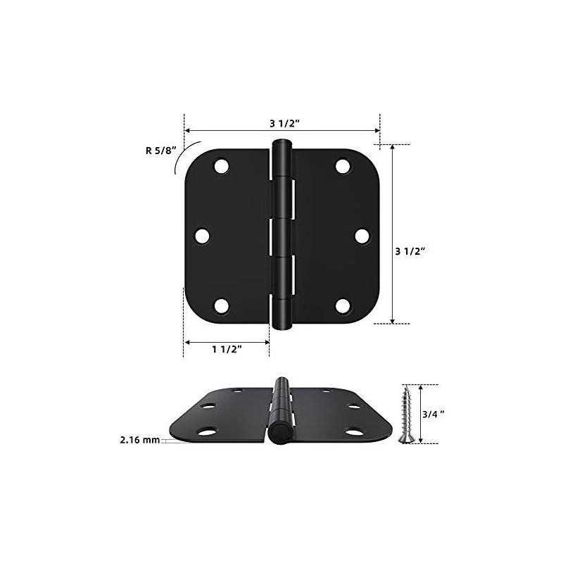 HOSOM 48 Pack Rounded Door Hinges 3.5 x 3.5 inch - Cheap Fitting