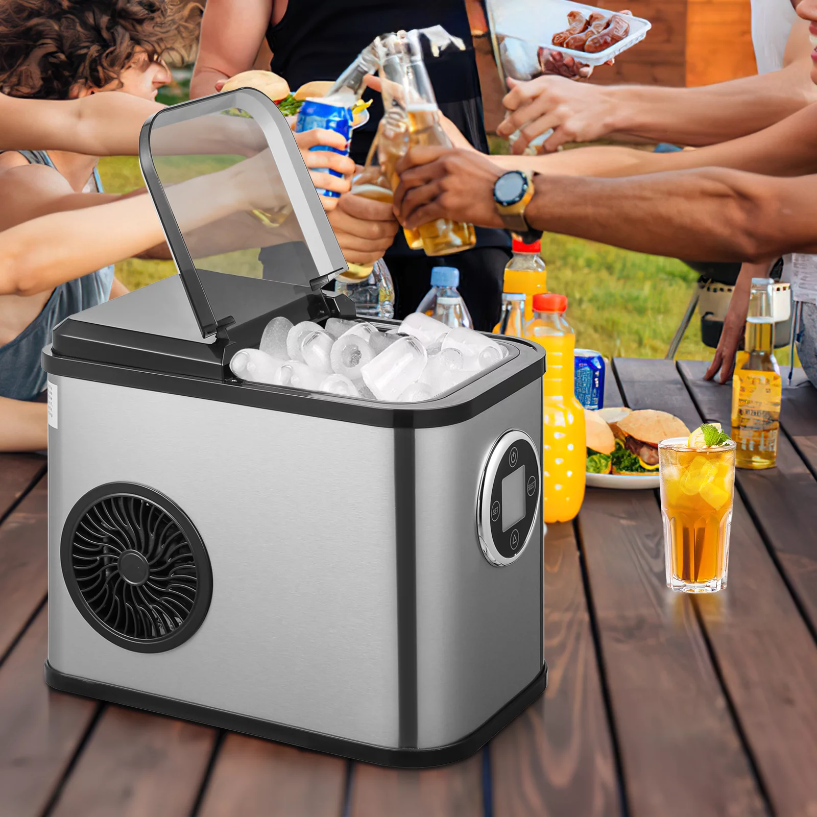 mollie Countertop Ice Maker, Self-Cleaning Portable Ice Maker Machine, 9 Bullet-Shaped Ice Cubes Ready in 10 Mins, 26Lbs/24H with Ice Scoop and Basket, Black - Cheap Fitting