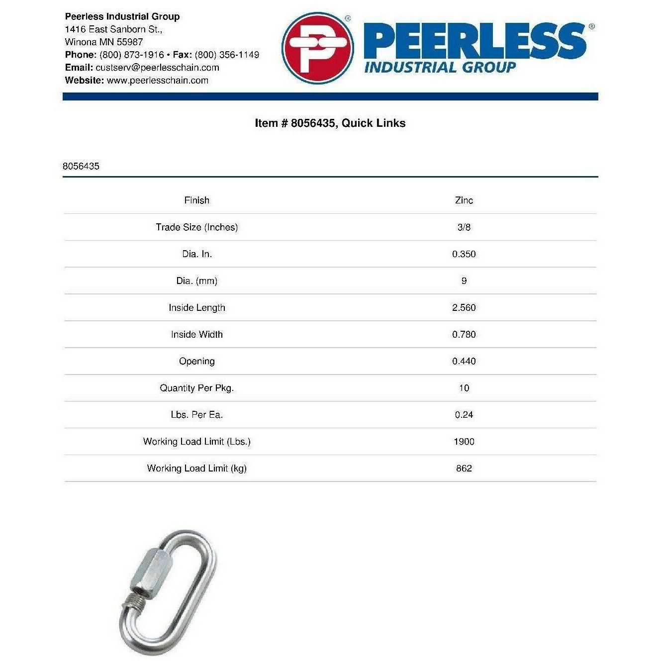 Peerless 1cm Quick Link - Cheap Fitting
