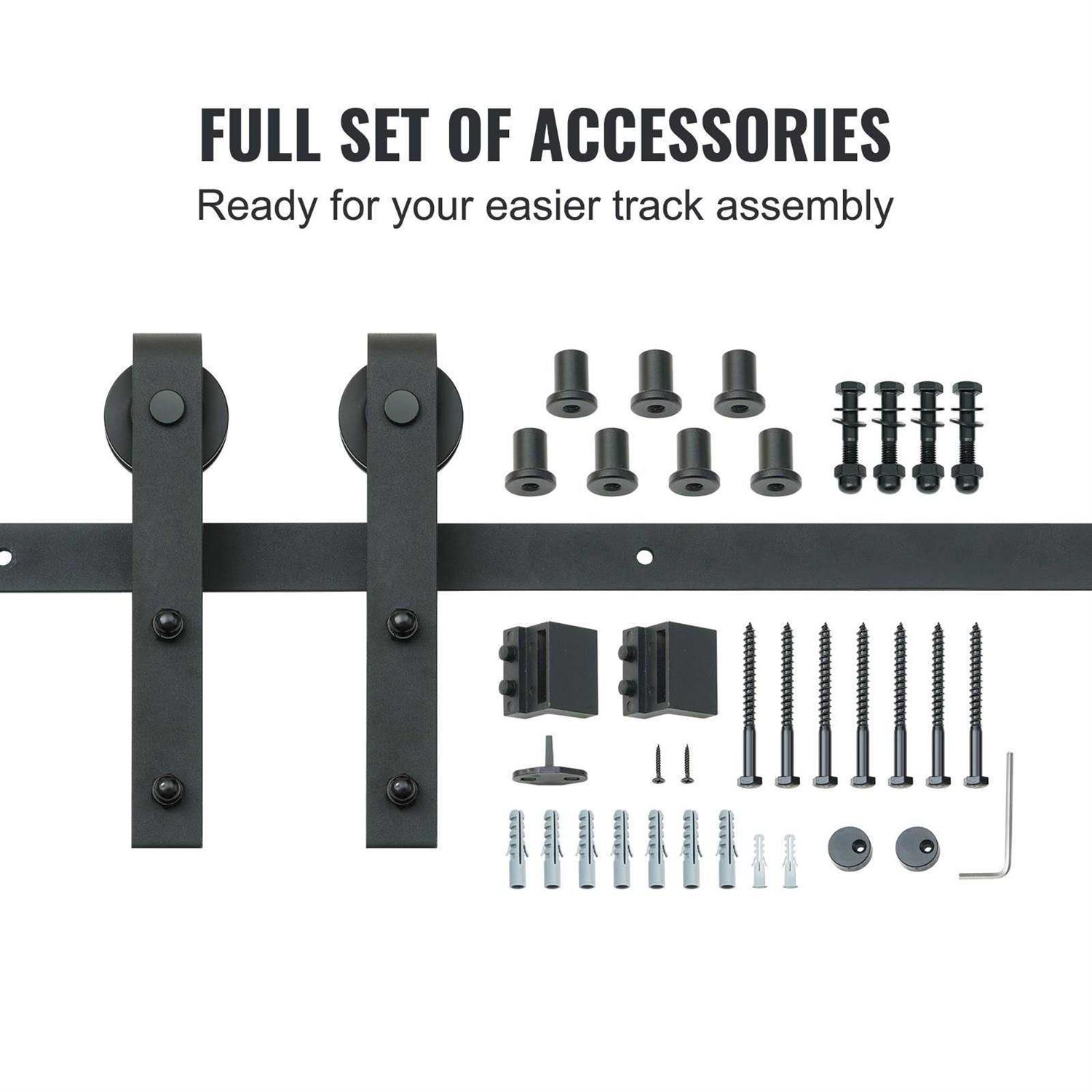 VEVOR 10FT Sliding Barn Door Hardware Kit, 330LBS Loading Heavy Duty Barn Door Track Kit for Single Door, Fit 4.6-5.2FT Wide and 1.3-1.8 Thick - Cheap Fitting