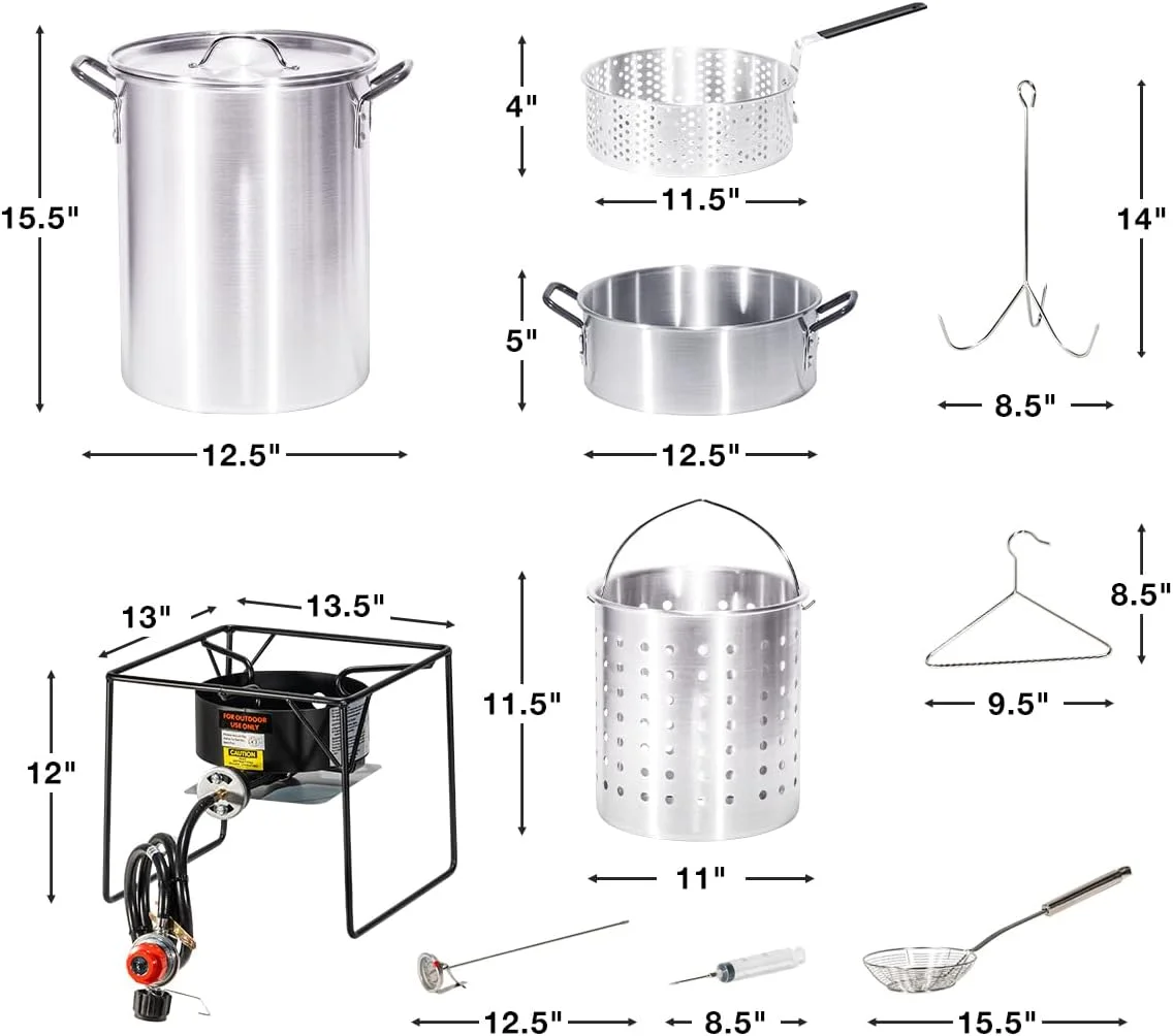 Barton 30 QT Turkey Fish Fryer Propane Boiler Steamer Set 37000 BTU Burner Ideal Outdoor Cooking Set - Cheap Fitting