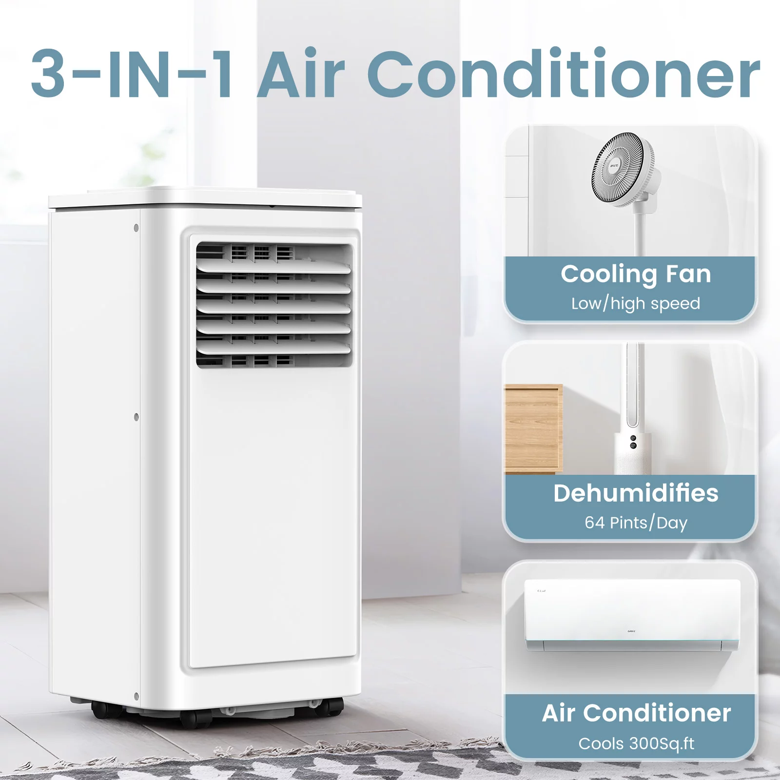 Kndko Portable Air Conditioner,5000BTU (8000BTU ASHRAE) Cools 200Sq.ft with Remote, Dehumidifier&Fan - Cheap Fitting