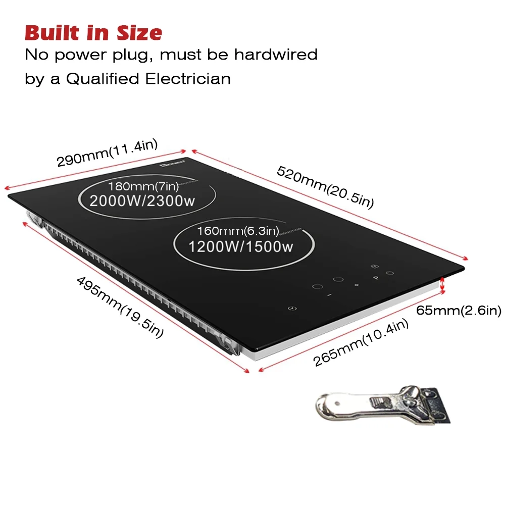 GIONIEN 2 Burner Electric Cooktop, 220V~240V Built-in 12