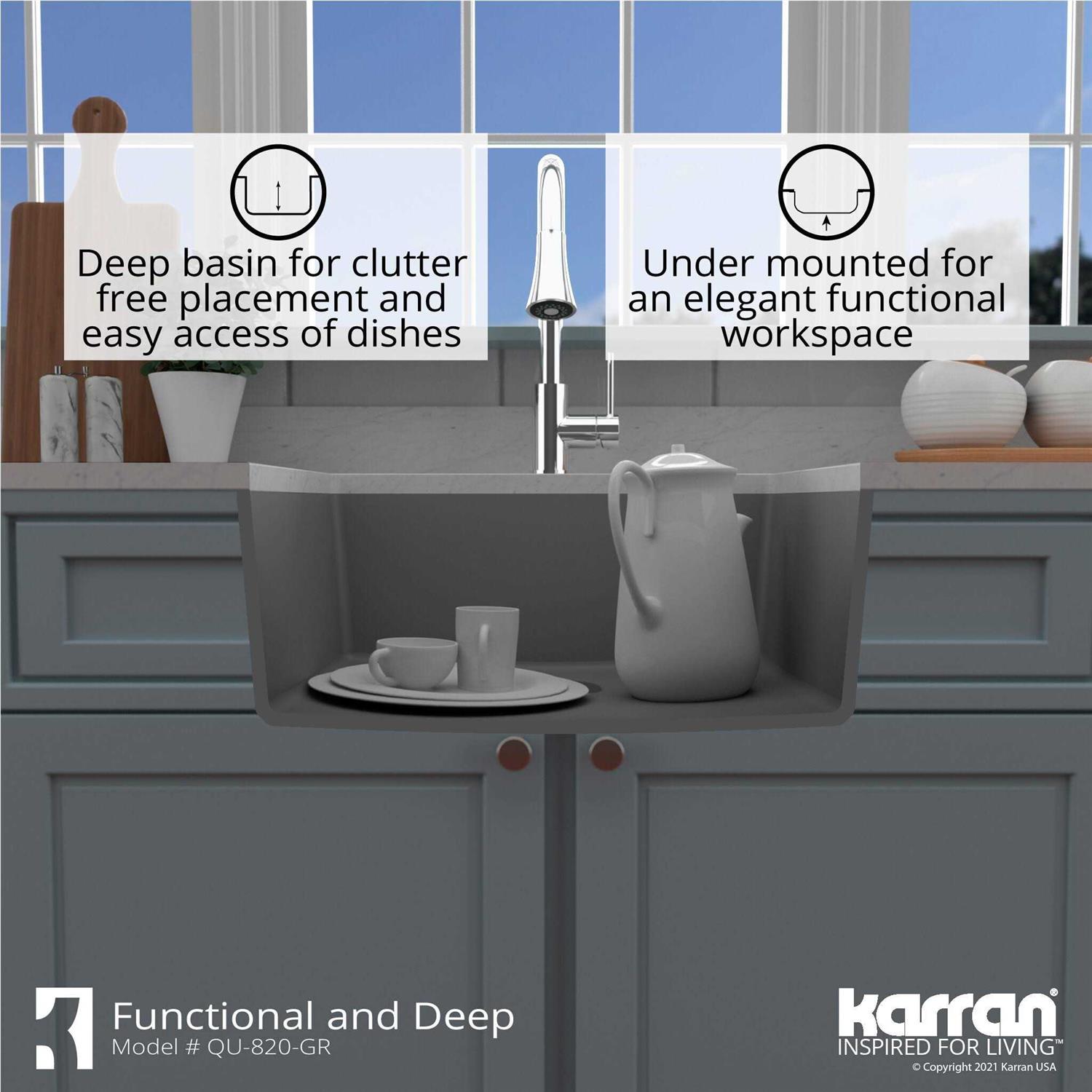 Karran QU 820 Quartz 24.38 in Single Bowl Undermount Kitchen Sink QU-820 - Cheap Fitting