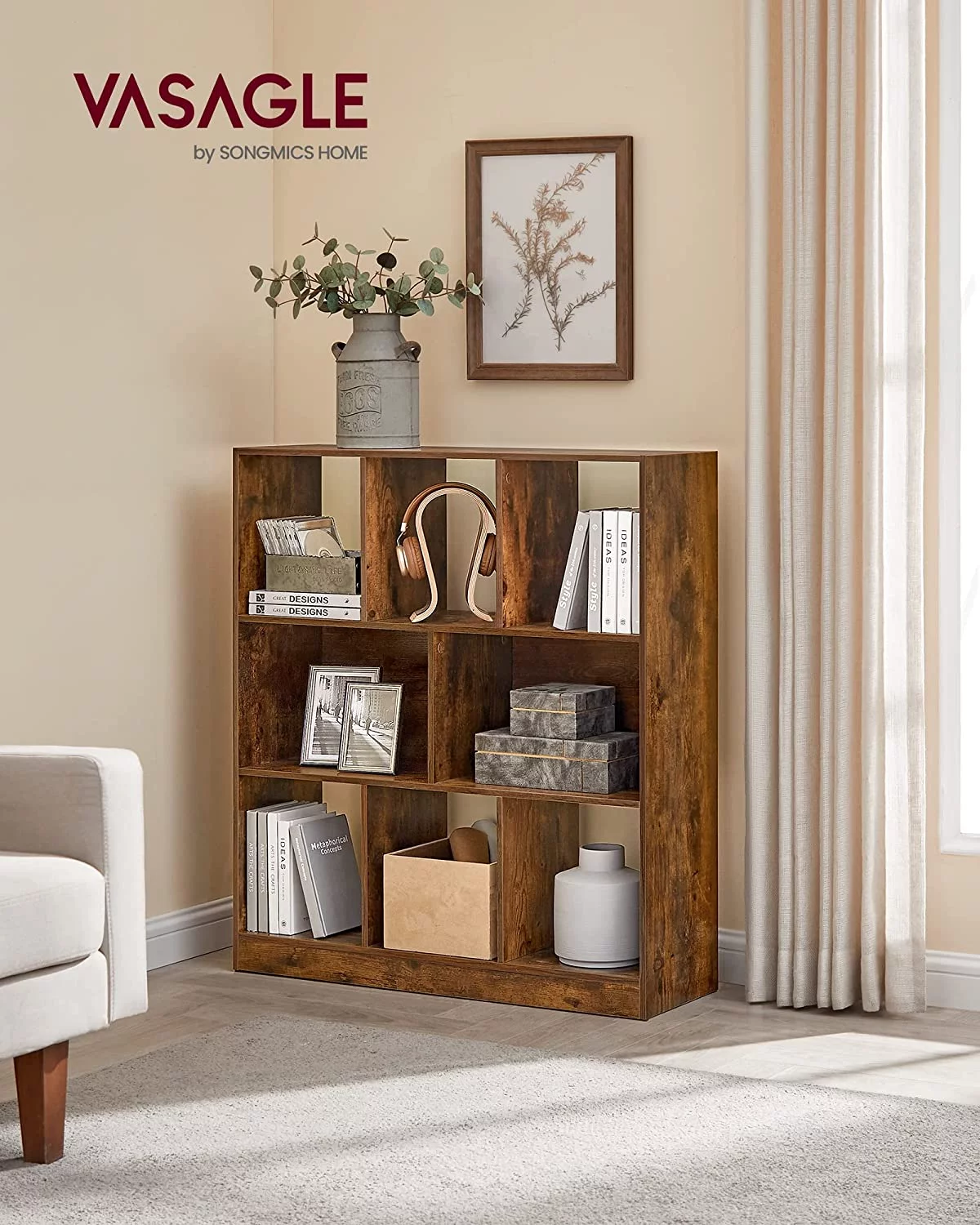 VASAGLE 8-Cube Storage Organizer Bookcase Book Shelf Storage Cabinet White - Cheap Fitting