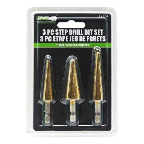 Grip 3 Piece Titanium Step Drill Bit Set 35326 - Cheap Fitting