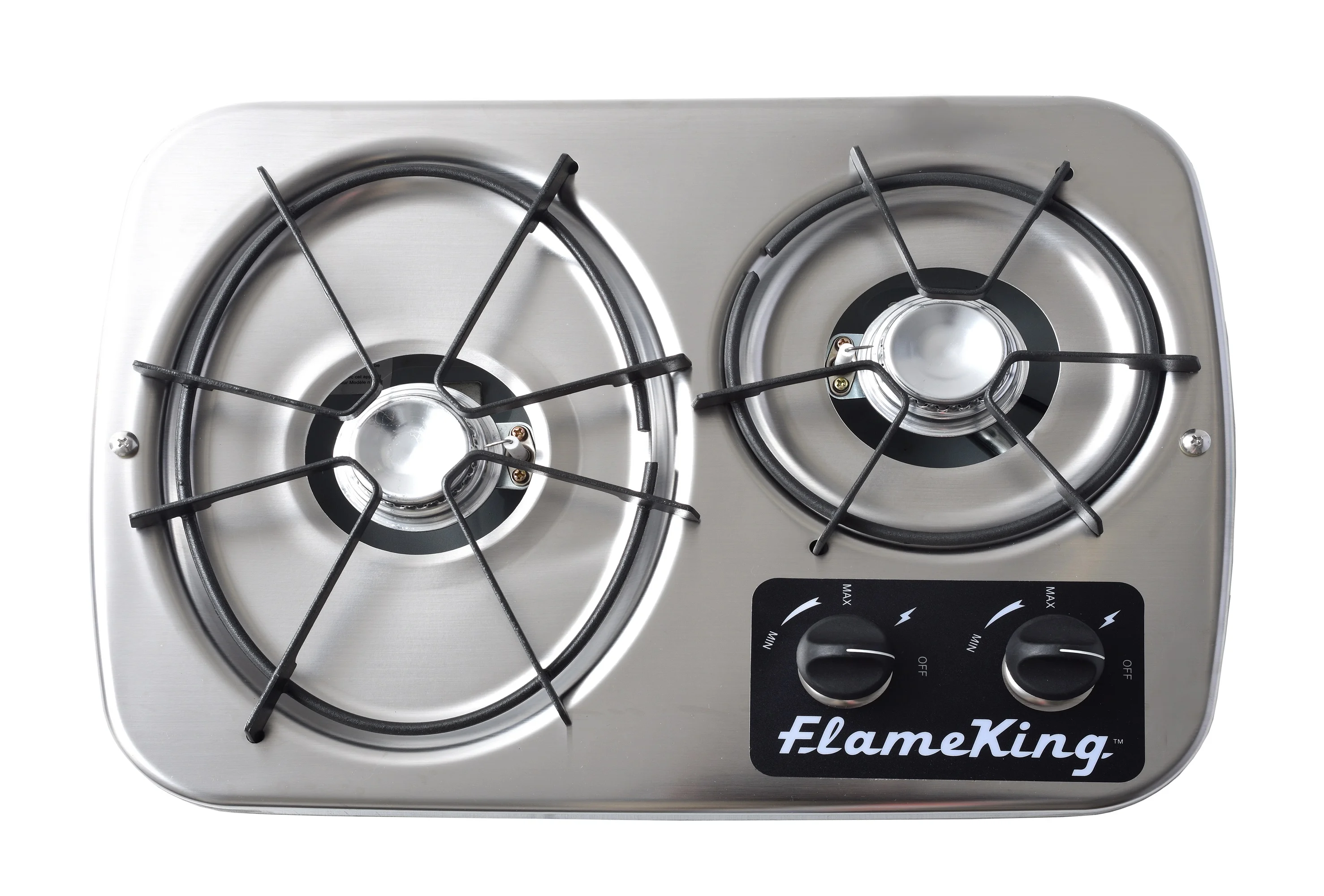 Flame King 2-Burner Built-in RV Cooktop Propane Stove, Self-Igniting, Cover Included, YSNHT600 - Cheap Fitting
