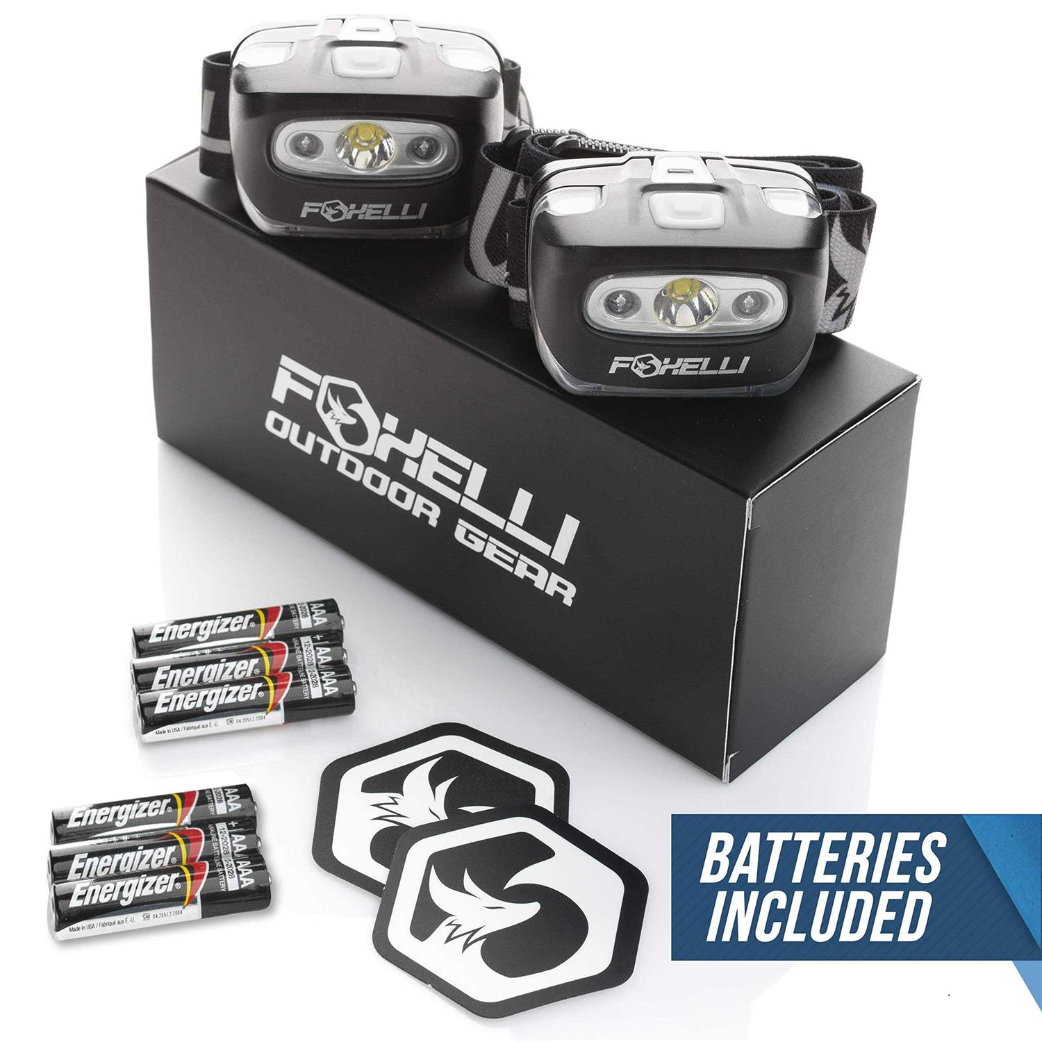 Foxelli LED Headlamp Flashlight for Adults & Kids Running Camping Hiking Head Lamp with White & Red Light - Cheap Fitting