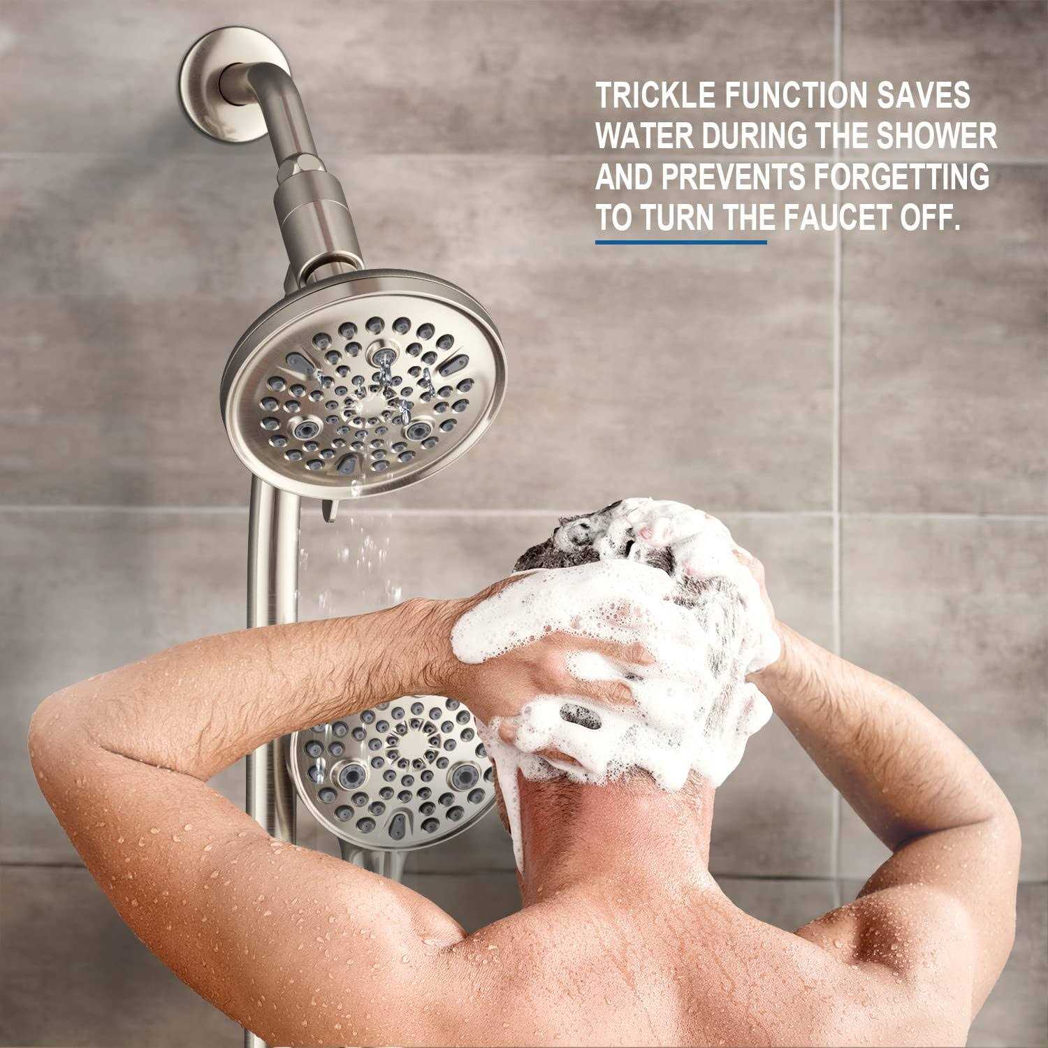 egretshower High Pressure Handheld/rain 82-mode 3-way Shower Head Combo with 25.75 Adjustable Drill-free Stainless Steel Slide Bar - Cheap Fitting