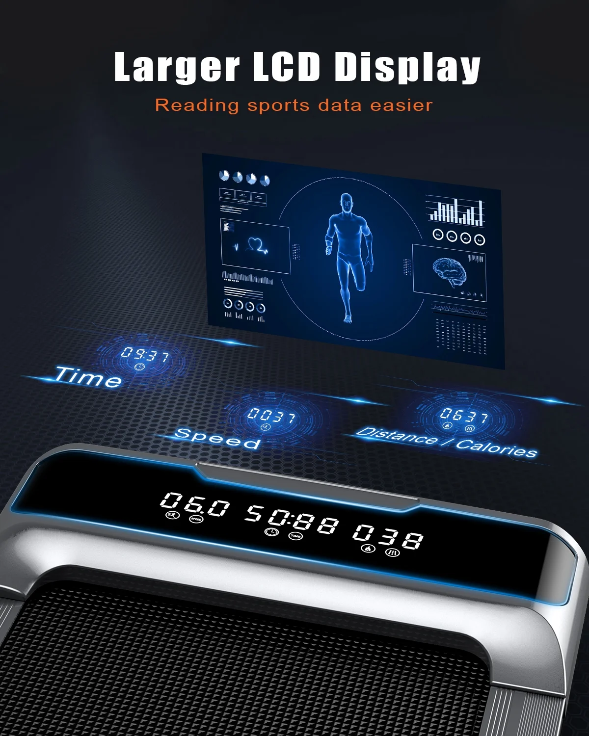 Bigzzia Walking Pad Treadmill, 2.5HP Brushless Motor Under Desk Treadmill, Portable Treadmill for Home Office Use, Super Large Display, Silver - Cheap Fitting