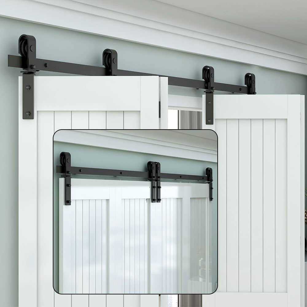 Ltiyitl Bi-folding Sliding Barn Door Hardware,Smoothly and Quietly-heavy Duty -simple and Easy to Install for 4 Doors Hardware Kit-basicj - Cheap Fitting
