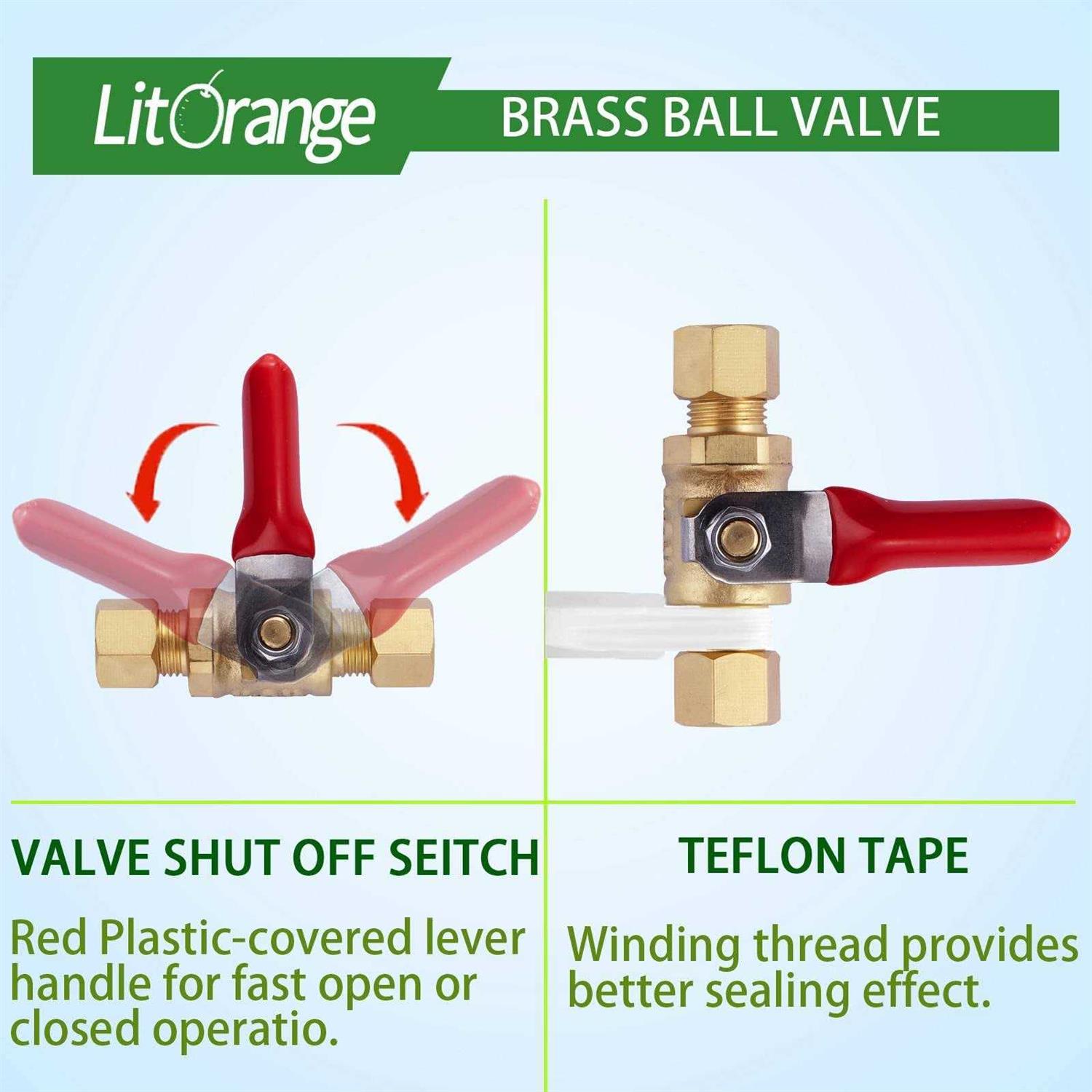 Litorange Lead-Free Brass Mini Ball Valve Shut Off Switch 1/4 x 1/4 - Cheap Fitting