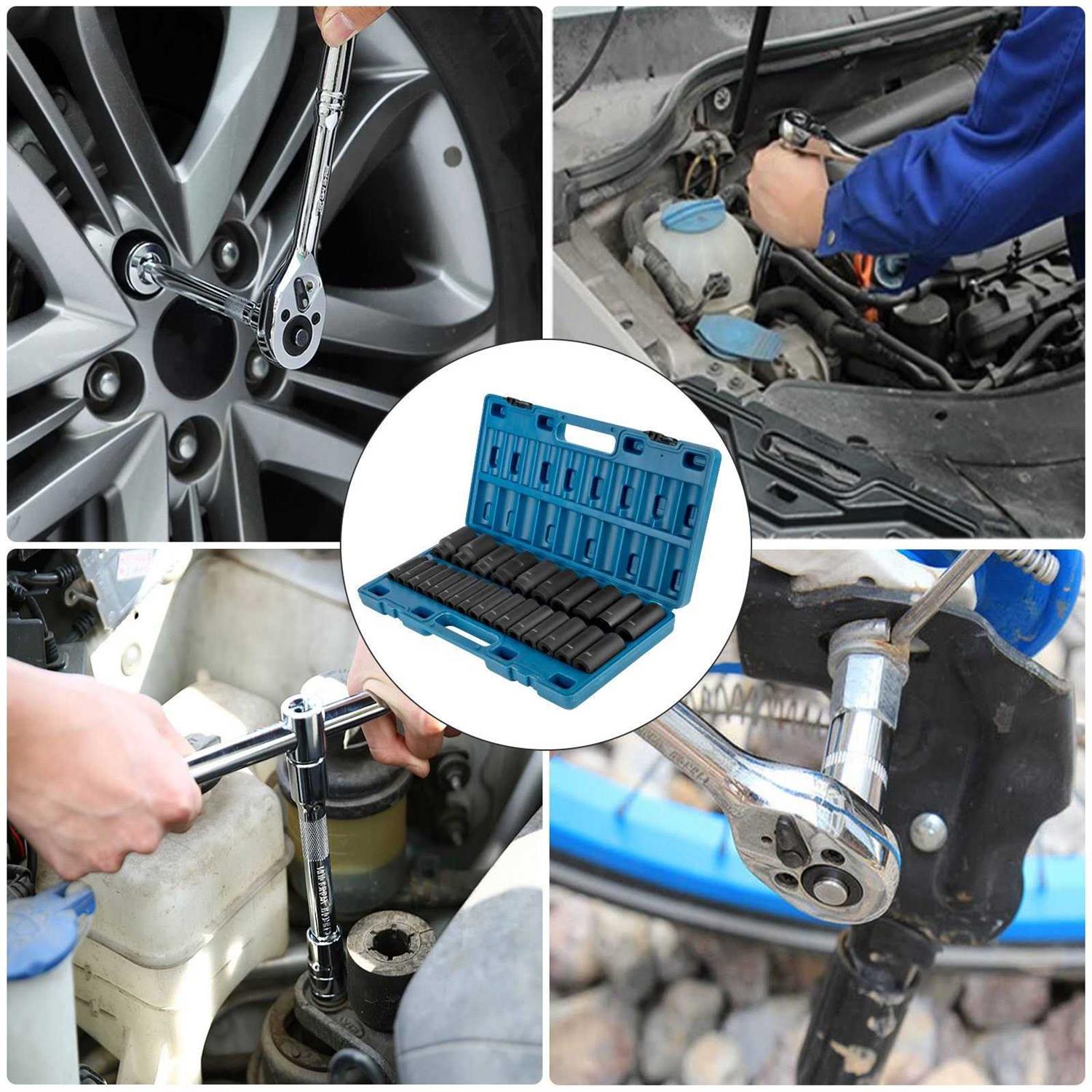 VEVOR Impact Socket Set 1/2 inches 26 Piece Impact Sockets Socket - Cheap Fitting