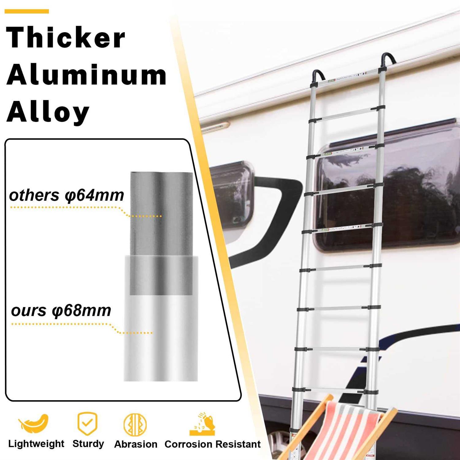 RIKADE Telescopic Ladder Aluminum Telescoping Ladder with Non-Slip Feet and Stable Hook, Portable Extension Ladder for Household and Outdoor - Cheap Fitting