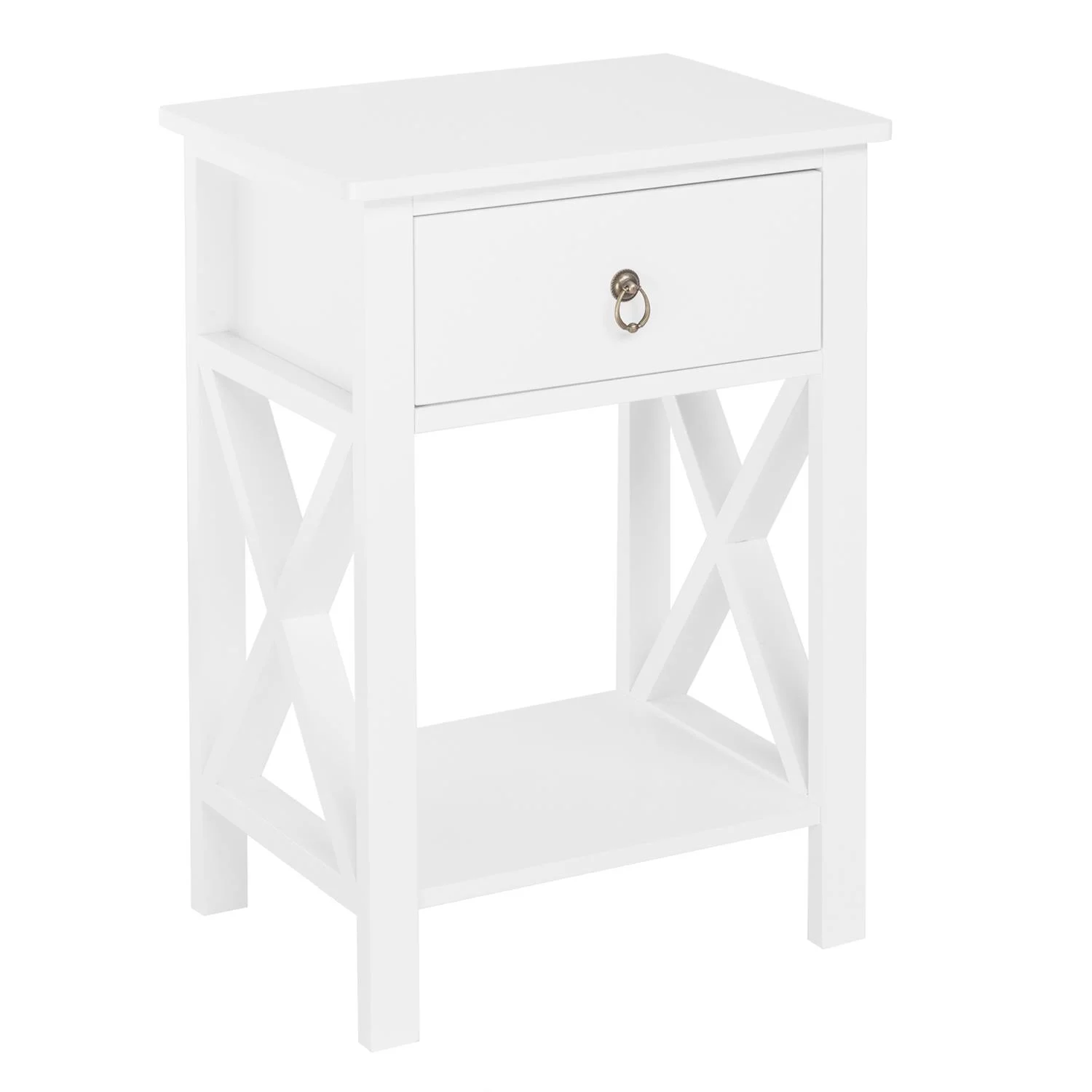 Zimtown White Bedside Nightstand End Sofa Table with Drawer and Shelf for Storage - Cheap Fitting