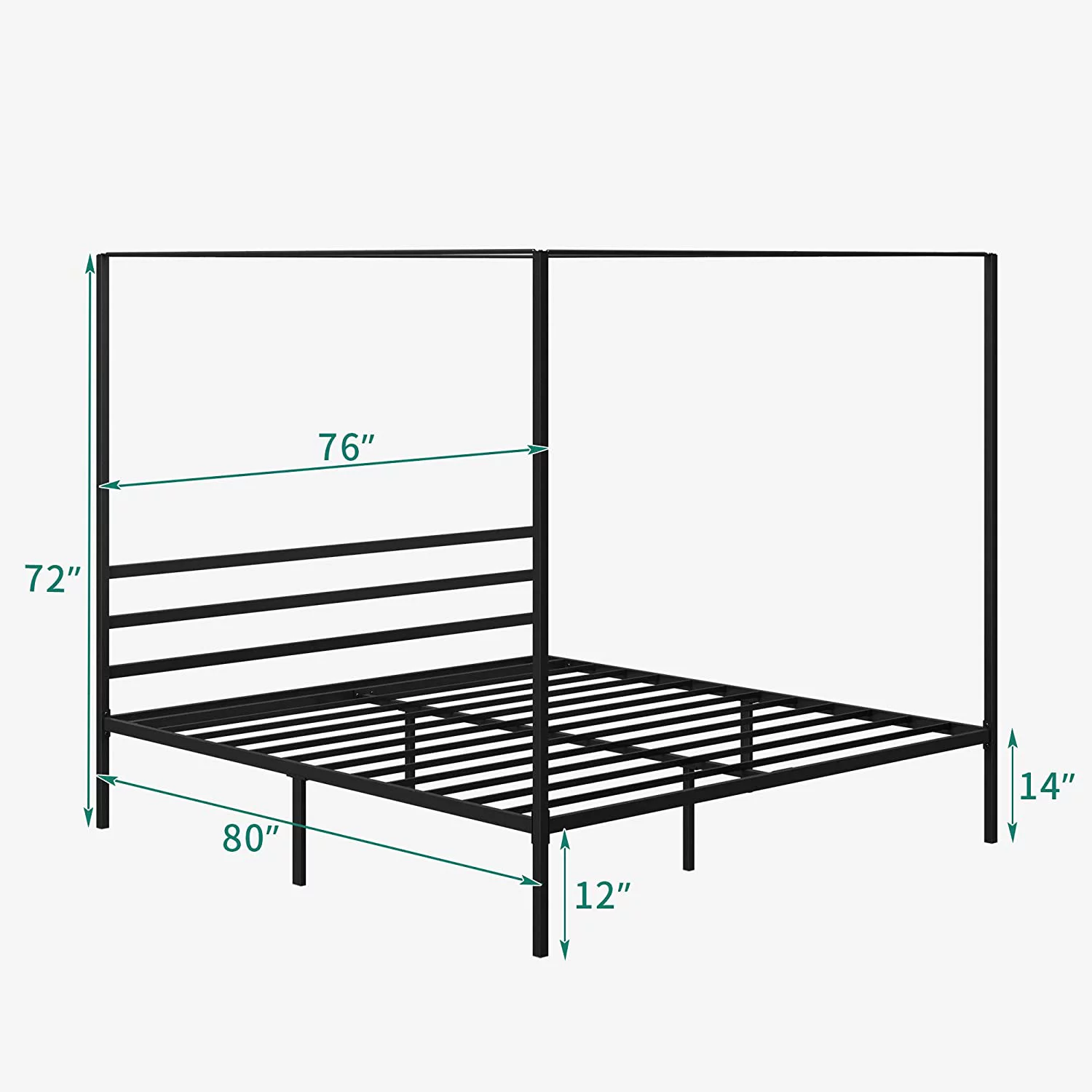 Dextrus Metal Canopy Bed Frame 14