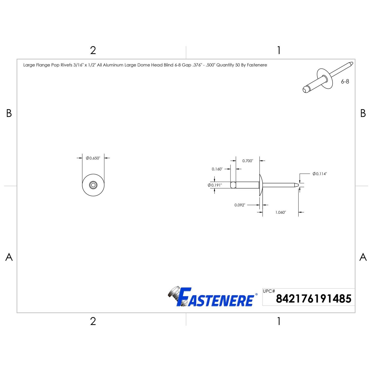 Fastenere.com Large Flange Head Pop Rivets Aluminum Qty 50 - Cheap Fitting