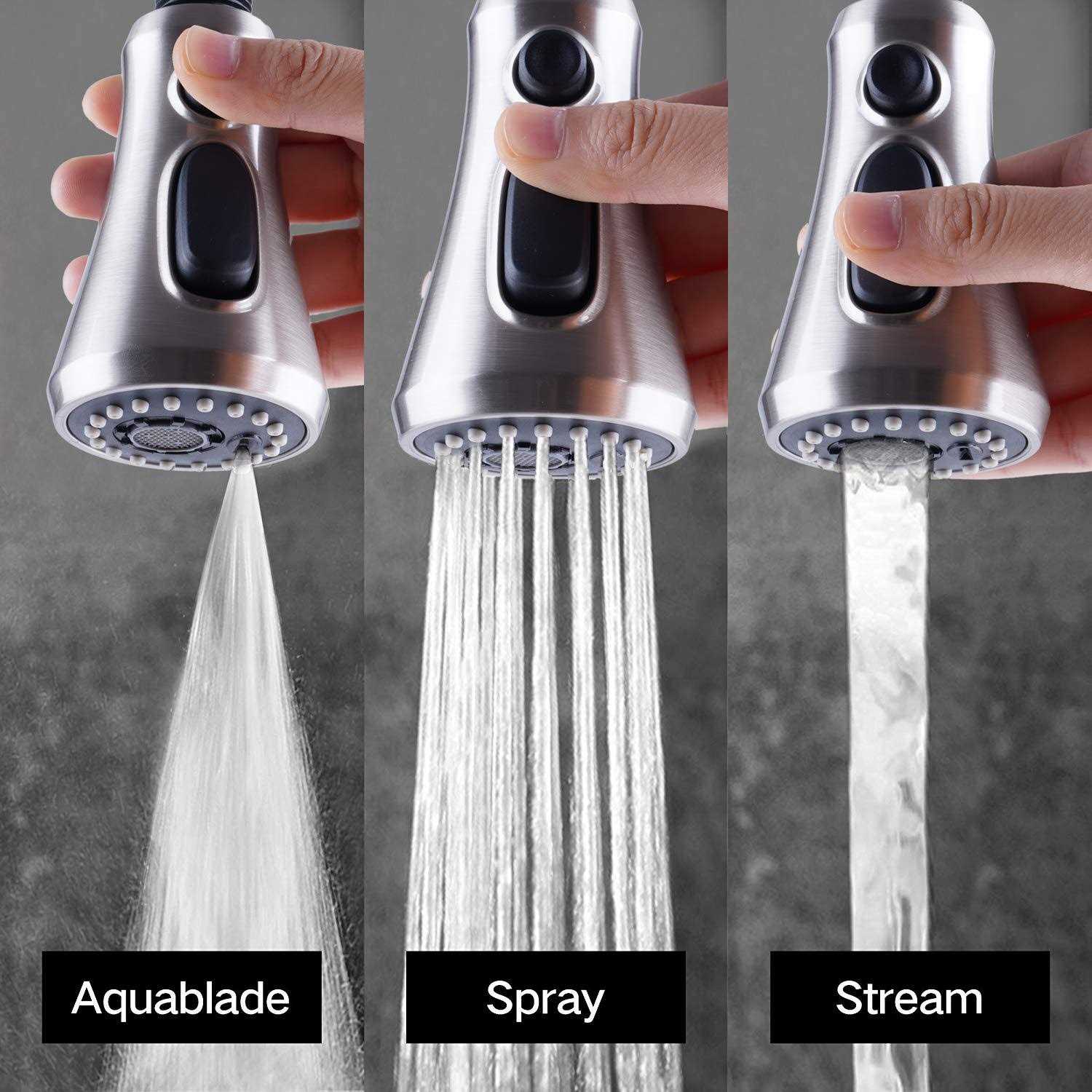 Hibbent Pull Down Spray Head for Kitchen Faucet 3-Function Kitchen Sink Spray Nozzle with 10 Adapters - Cheap Fitting