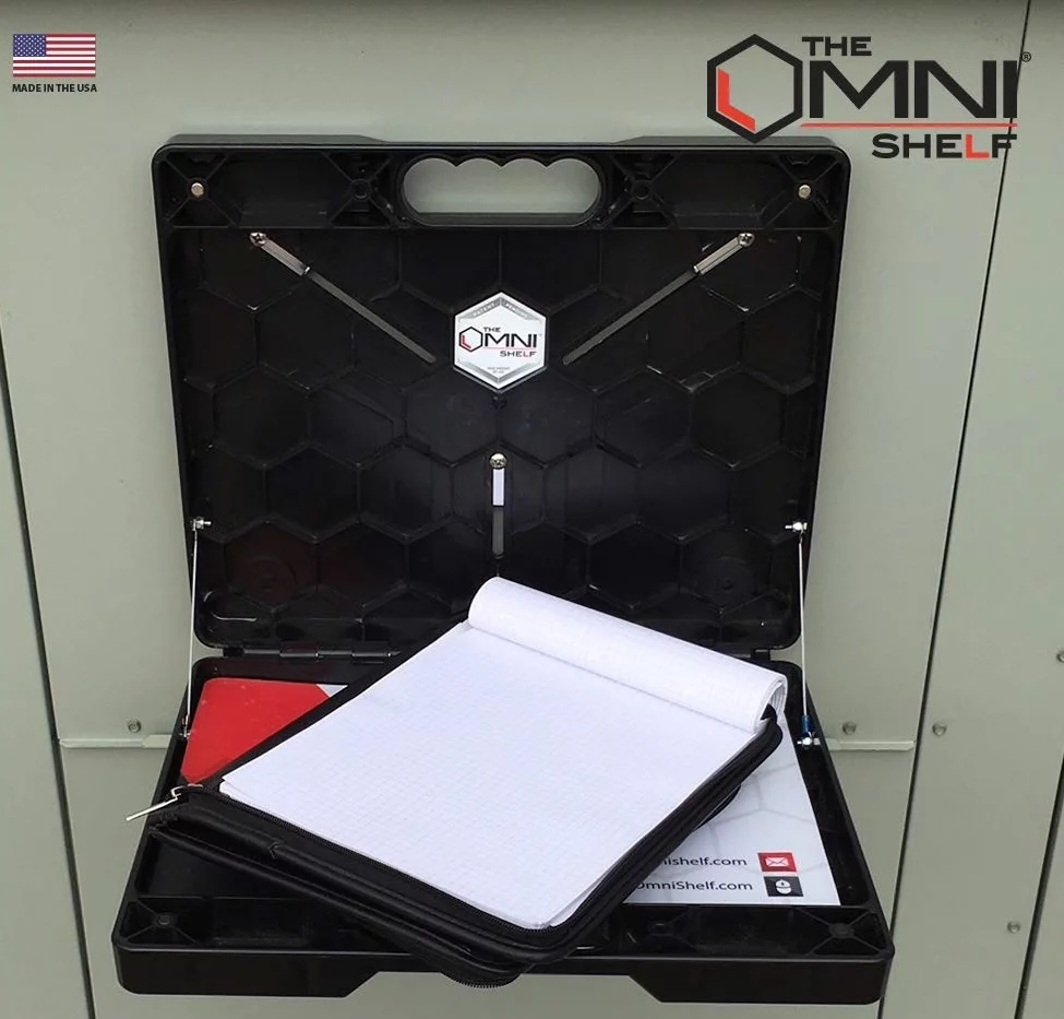 The Omni Shelf - Magnets and Suction Cups - Magnetic Toolbox Utility Shelf - 40 lb. Capacity- Hands Free Portable Workstation - Ideal for Numerous Occupations - Cheap Fitting