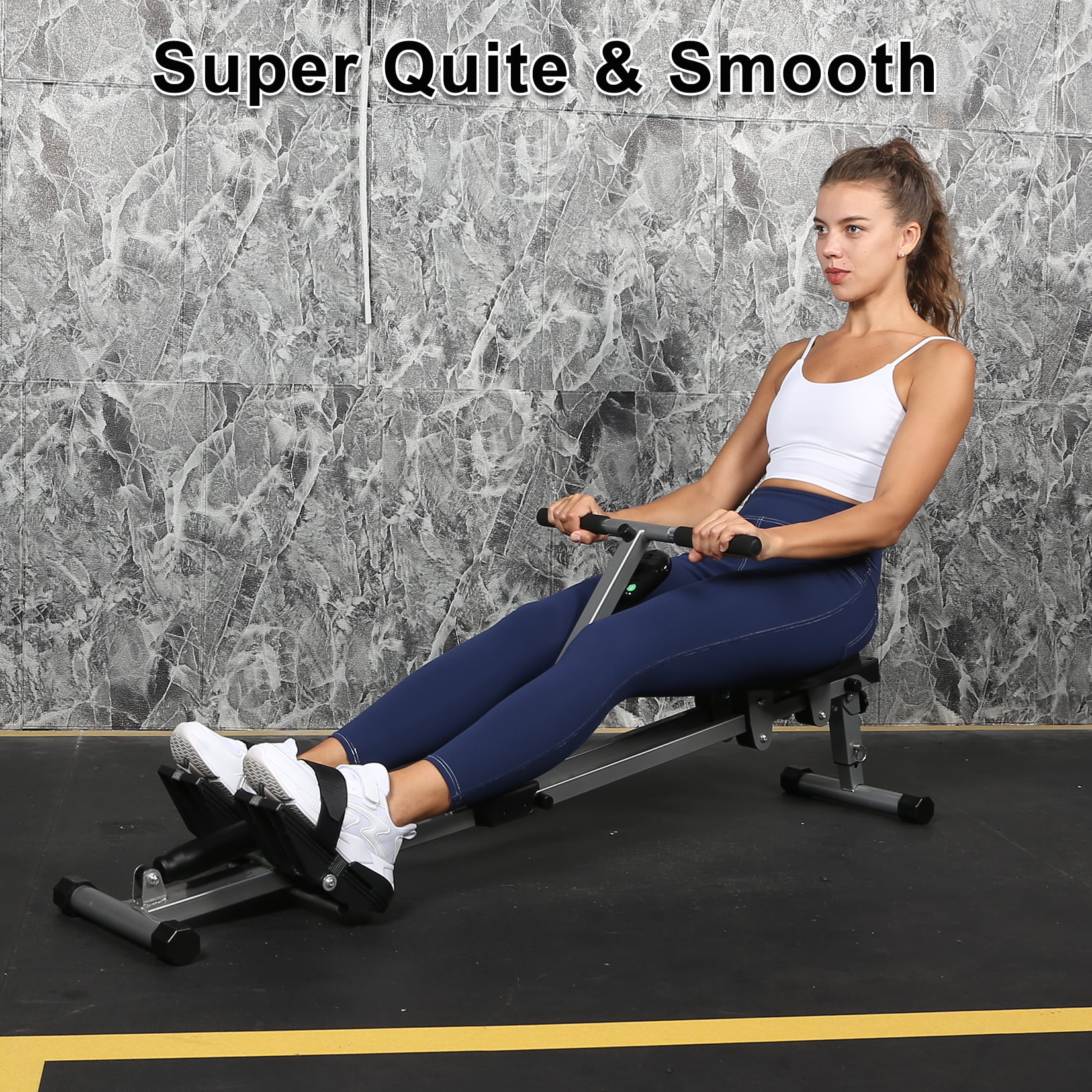 [US IN STOCK] Water Rowing Machine 335LB Weight Capacity - Water Rower for Home Use with LCD Monitor, Tablet Holder, Adjustable Non-Slip Pedals and Comfortable Seat Cushion - Cheap Fitting