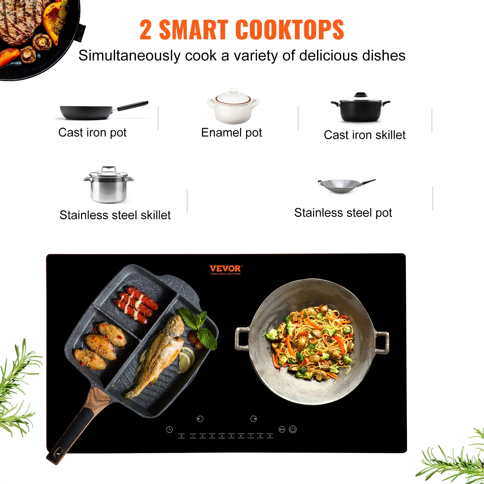 BENTISM 24 inch Electric Cooktop 2 Burners Ceramic Glass Stove Top Touch Control - Cheap Fitting