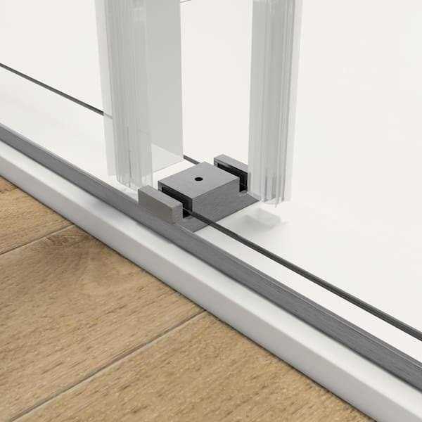 TOOLKISS 72 in. W x 76 in. H Sliding Frameless Shower Door in Brushed Nickel with Clear Glass SL-BFH34 - Cheap Fitting