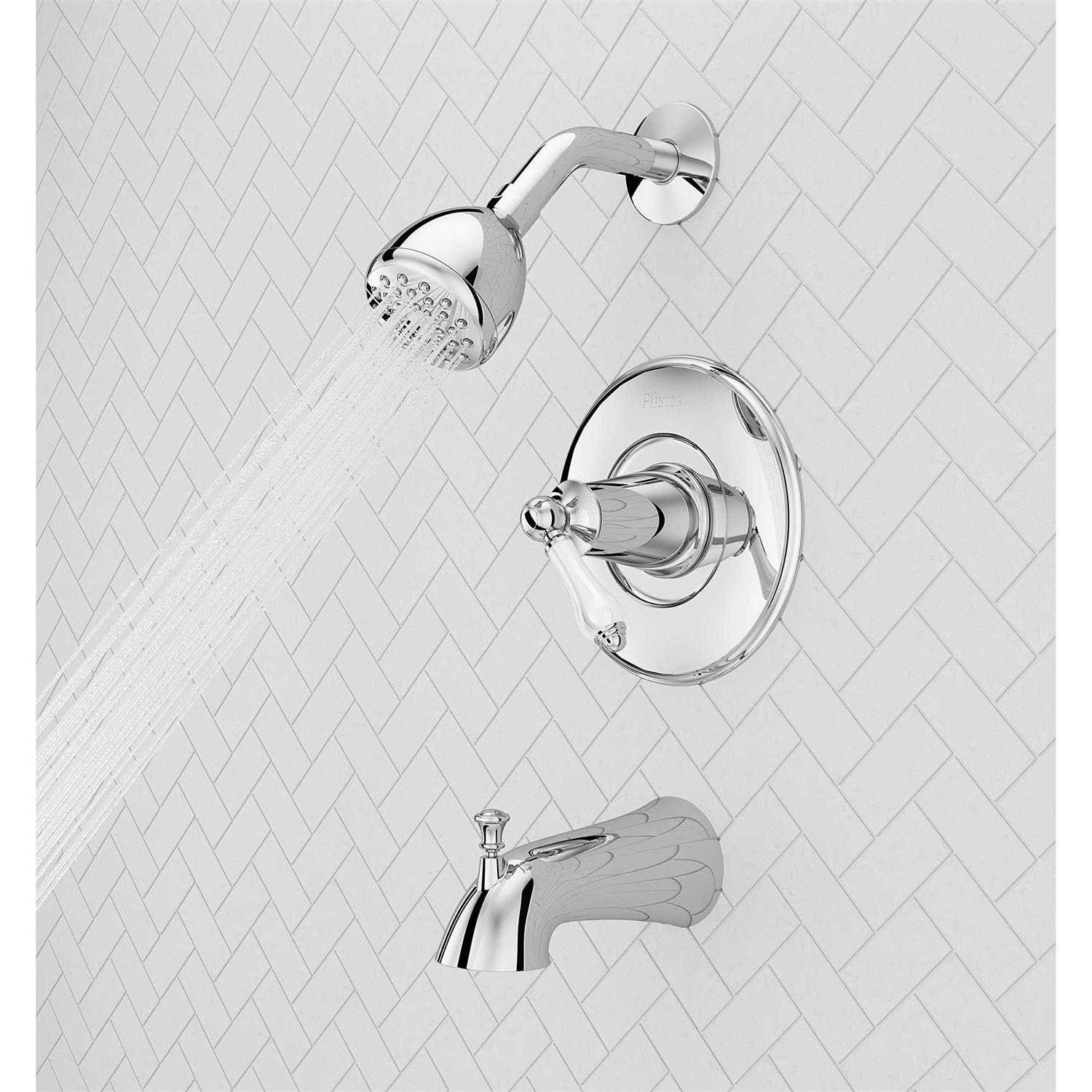 Pfister Courant Single-Handle 1-Spray Tub and Shower Faucet with White Ceramic Lever Handle - Cheap Fitting
